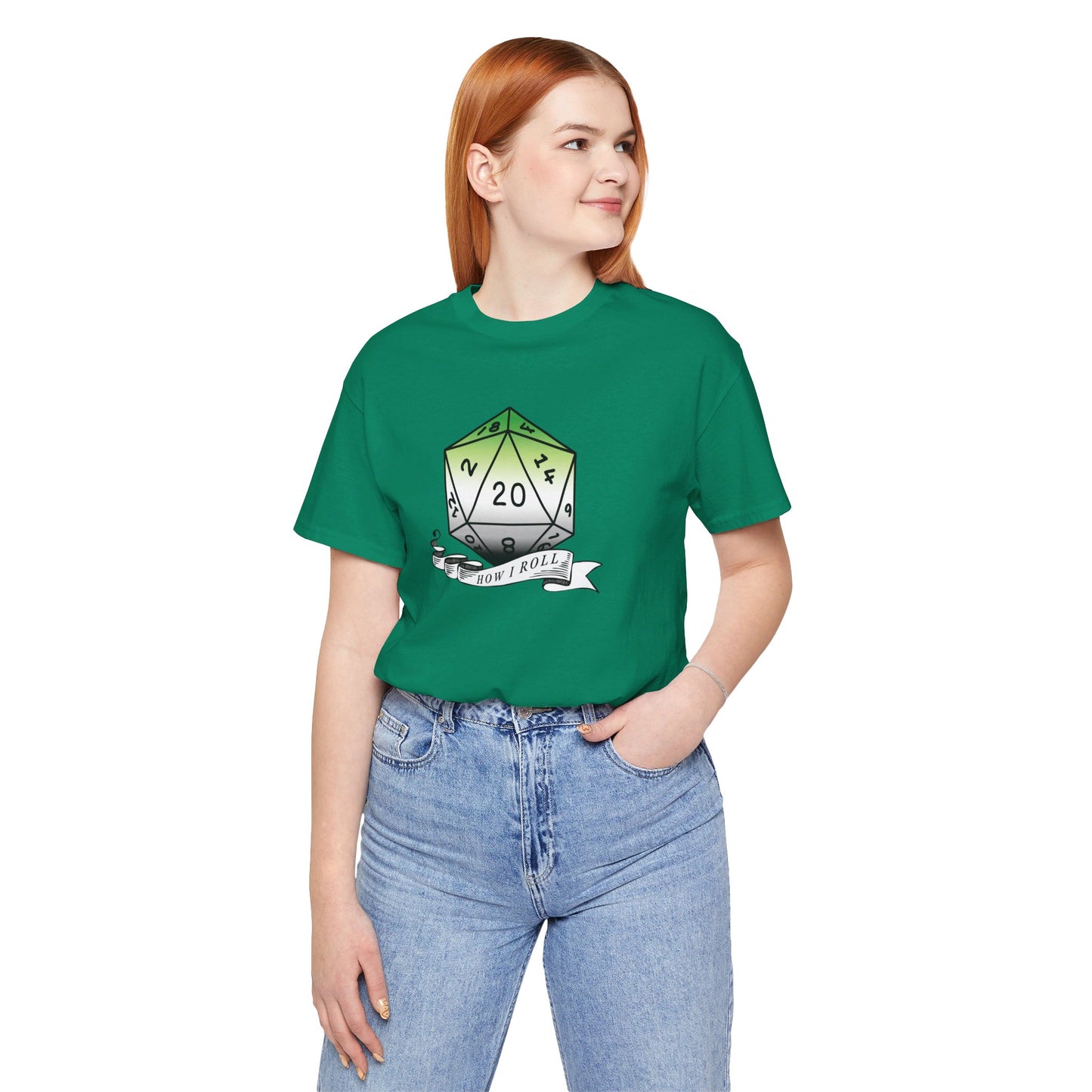 This Is How I Roll | Pride Flag D20 T-Shirt | Unisex T-Shirt | Nerdy Aromantic Pride