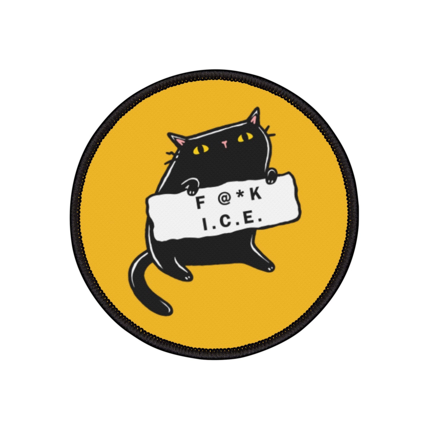 Anti ICE Black Cat Protest Iron-On Patches - Anti Trump, Anti-Fascist Patch for Backpacks, Jackets - Activist Patch, Political Protest