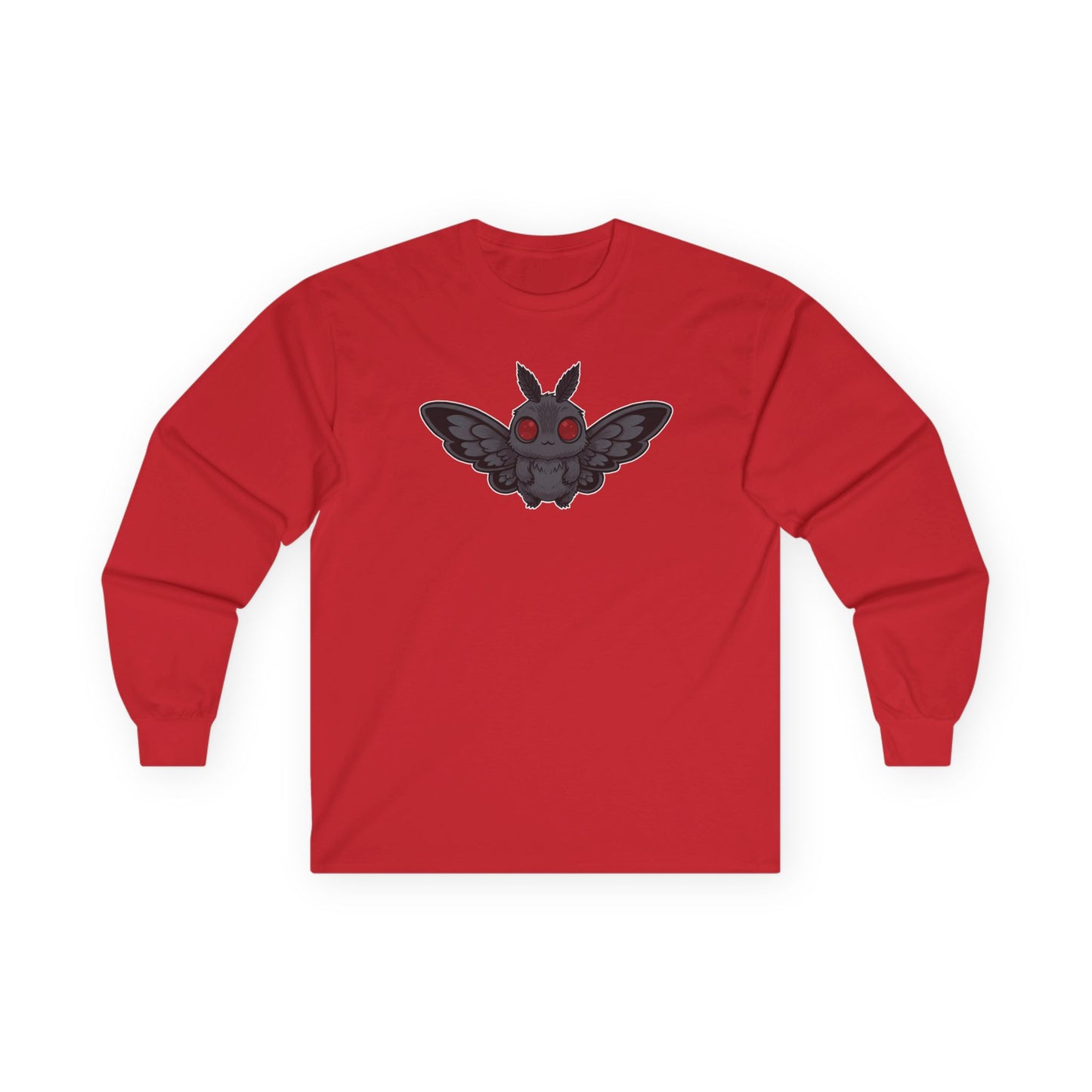 Chibi Mothman Long Sleeve Tee - Perfect for Fall, Halloween, Casual Wear. Fall Clothing, Halloween Shirt, Mothman Lover Gift, Cute Cryptid
