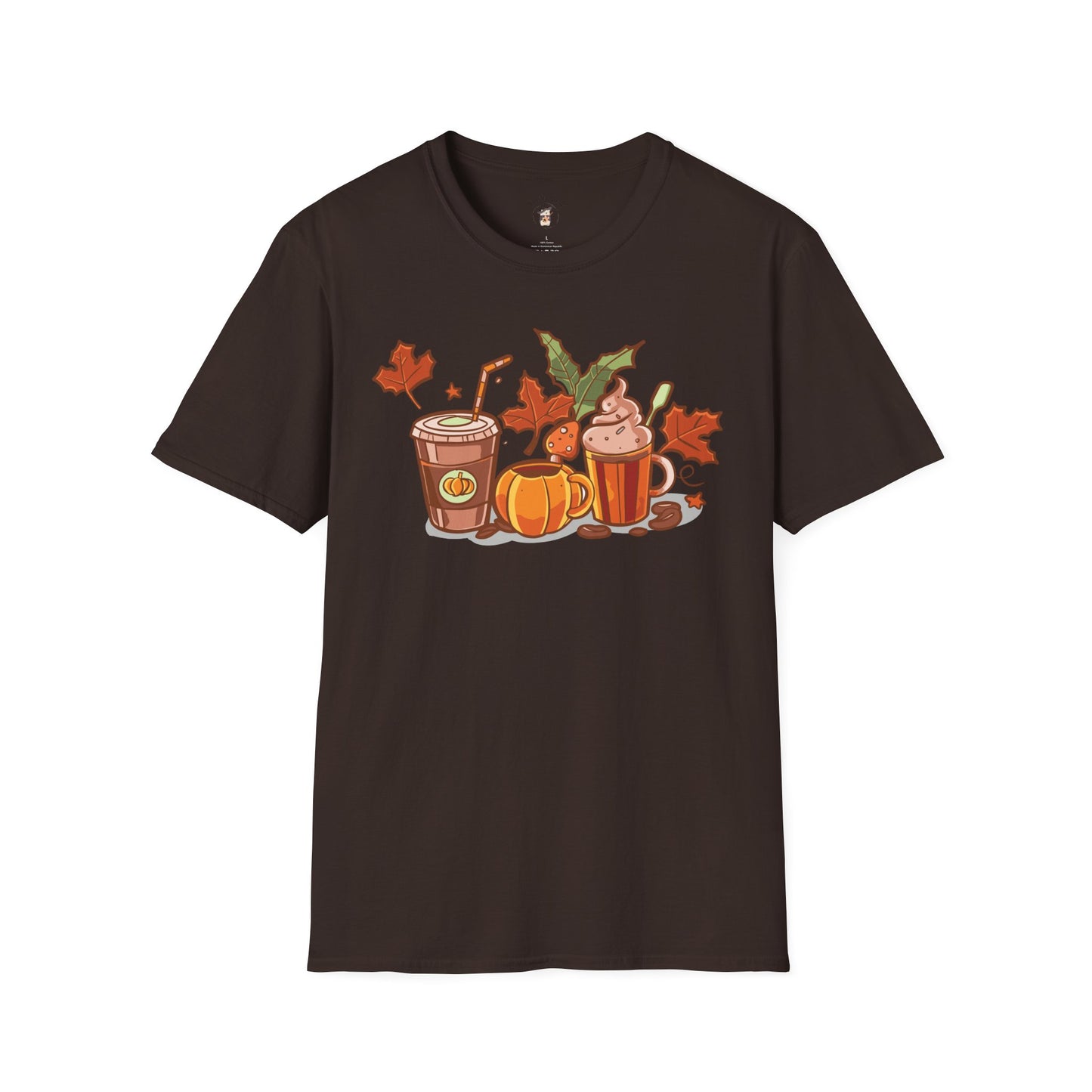 Fall Coffee Shirt, Cute Fall T-Shirt, Coffee Lover tee, Halloween Pumpkin Latte, Pumpkin Spice Shirt, Unisex Softstyle T-Shirt