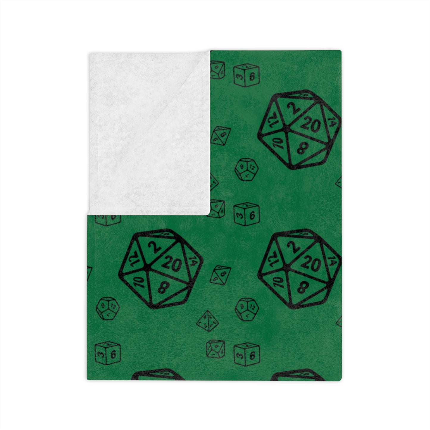 D20 Green Cozy Lightweight Velveteen Microfiber Blanket, Dorm Room Throw, Reading Blanket, Gaming Blanket