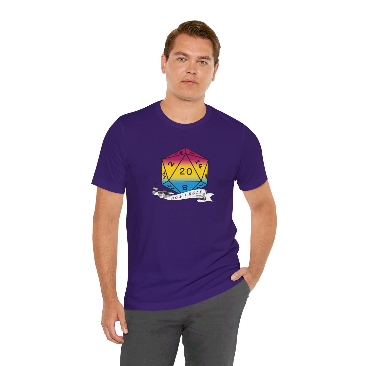 This Is How I Roll | Pride Flag D20 T-Shirt | Unisex T-Shirt | Nerdy Pansexual Pride