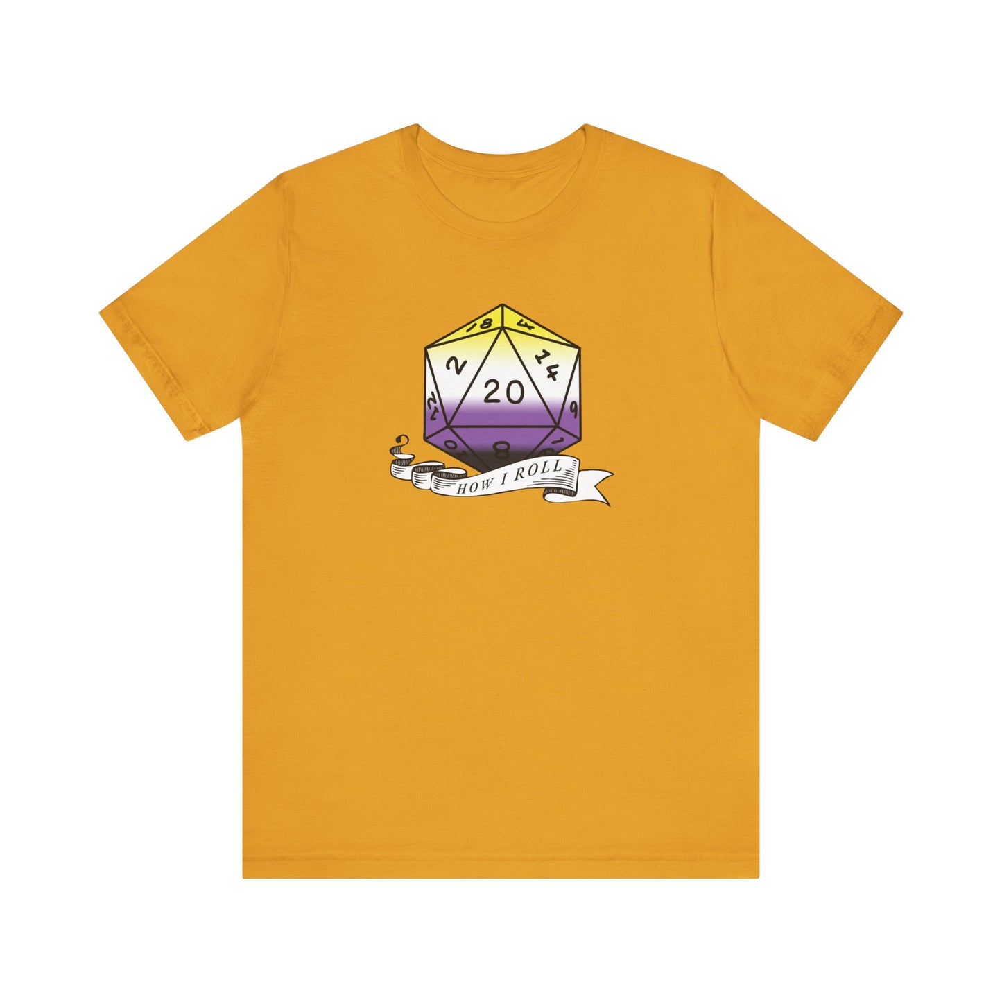 Non-Binary Pride Flag | This Is How I Roll | D20 T-Shirt | Unisex T-Shirt | Nerdy Non-Binary Pride