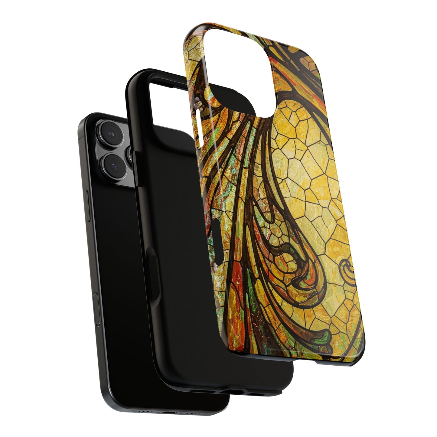 Faux Stained Glass Art Nouveau Style iPhone Case, Tough Cases, Vintage Design, Durable Phone Protector, Earth tones