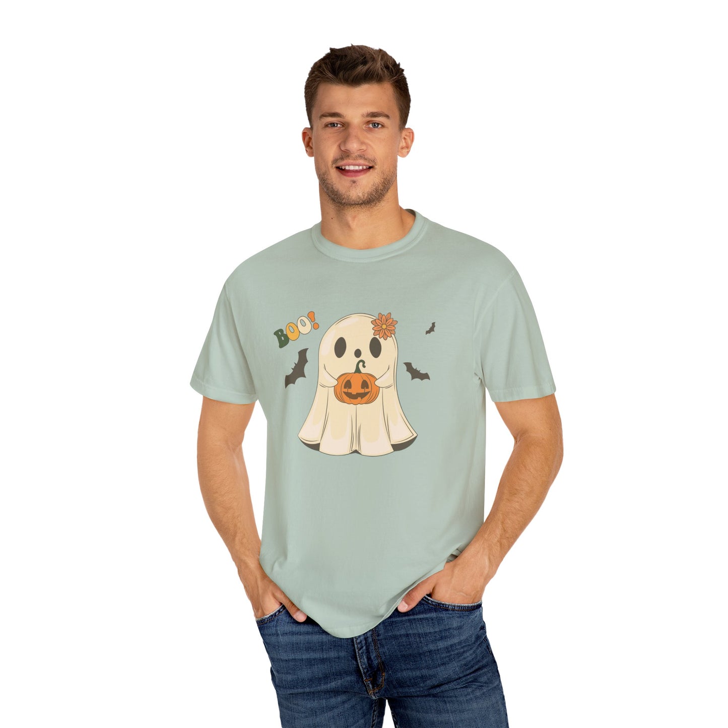 Cute Retro Halloween Ghost t-shirt, Boo Shirt, Spooky Ghost tee, Spooky Vibes, Unisex Garment-Dyed T-shirt
