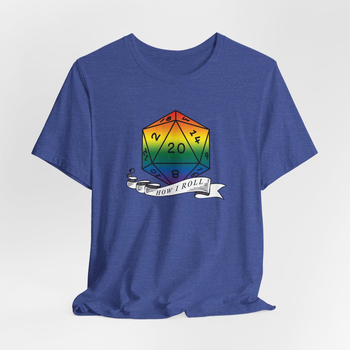 Rainbow Pride D20 "How I Roll" Unisex Jersey Short Sleeve Tee