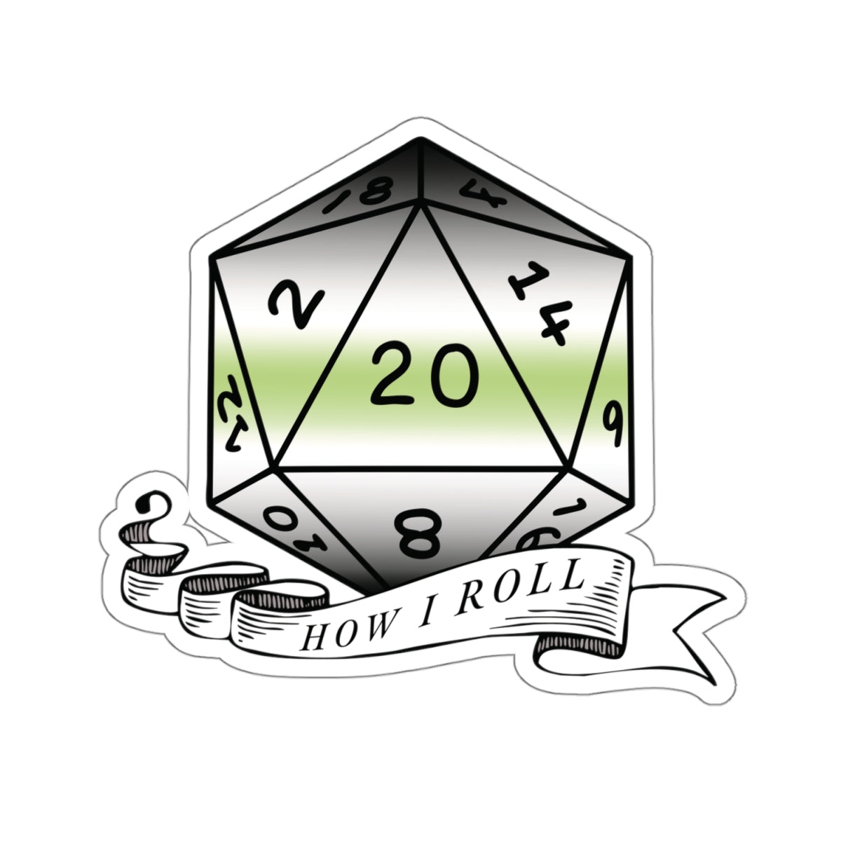 Agender Flag PRIDE D20 How I Roll Sticker