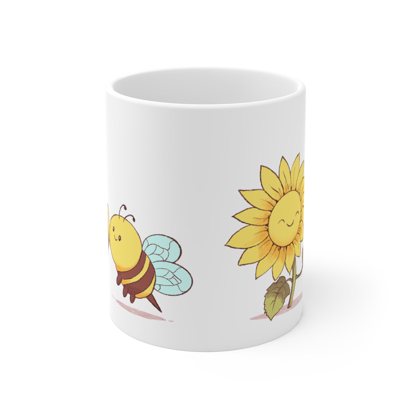Cute Bee and Flower Mug | Bee Lover Gift | 11 oz Ceramic Mug