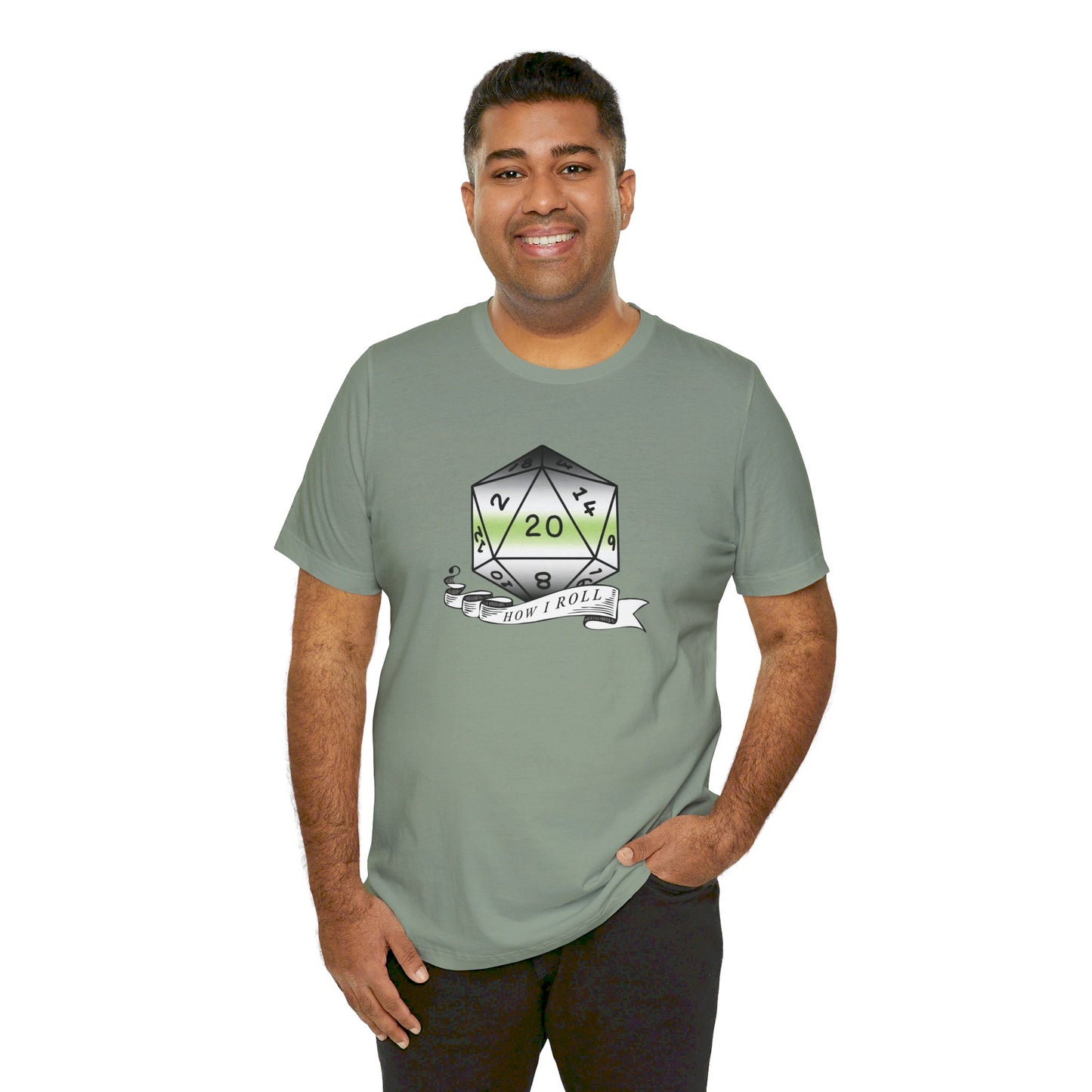 This Is How I Roll | Pride Flag D20 T-Shirt | Unisex T-Shirt | Nerdy Agender Pride