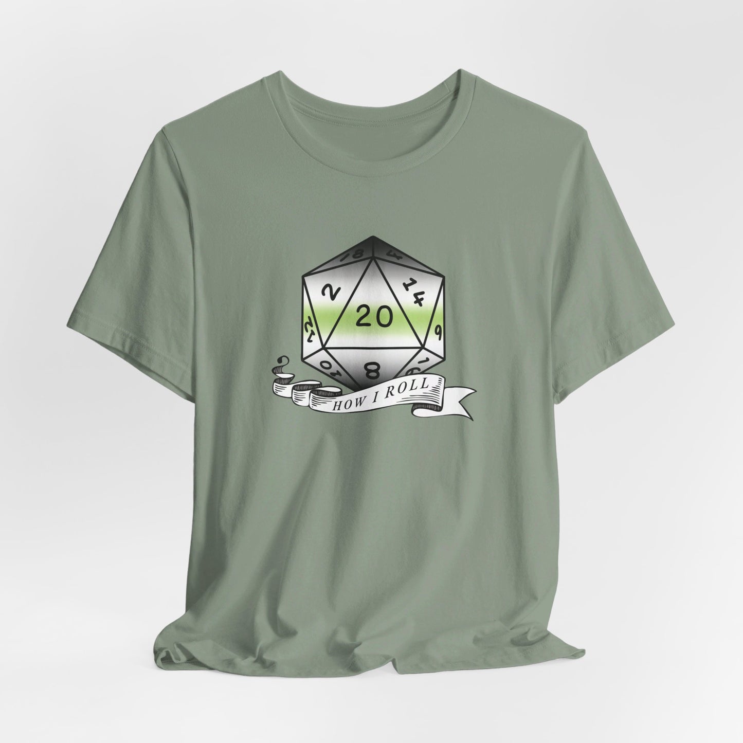 This Is How I Roll | Pride Flag D20 T-Shirt | Unisex T-Shirt | Nerdy Agender Pride