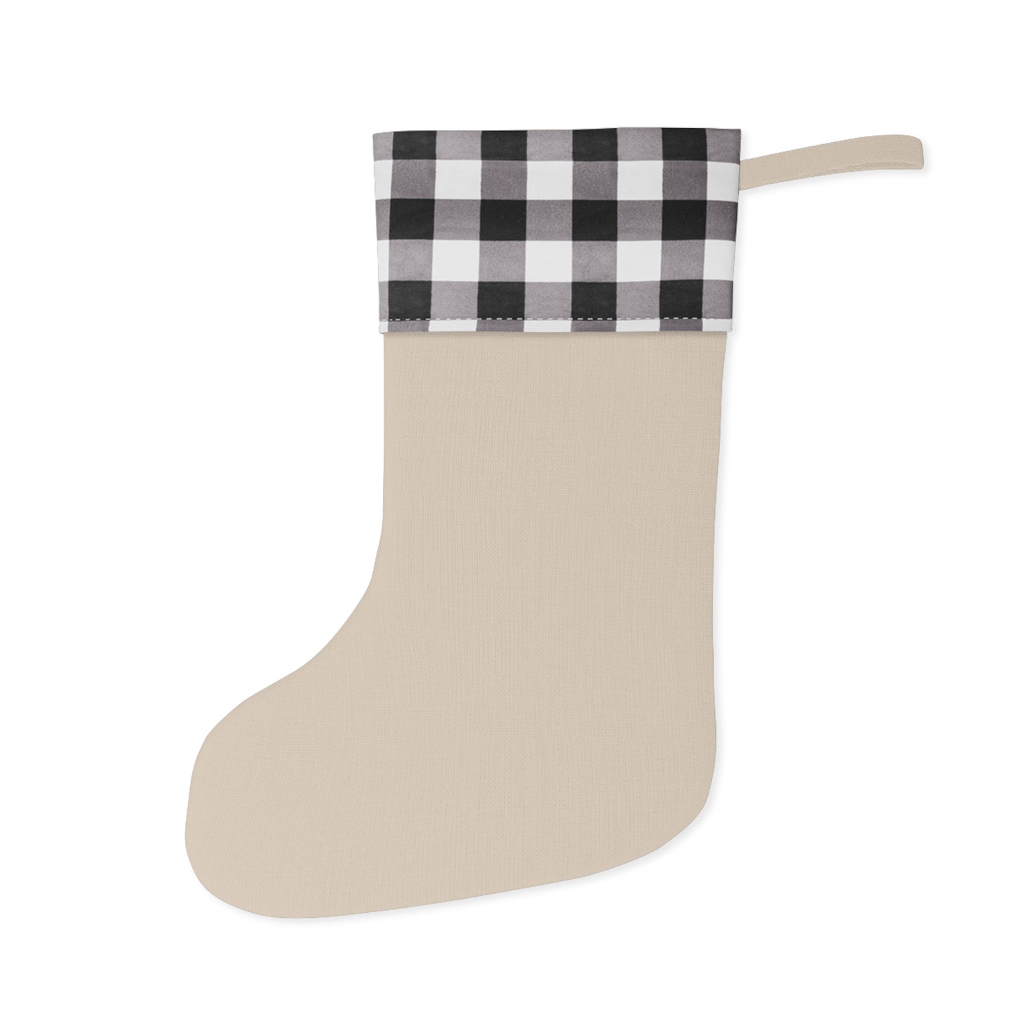 Personalized D20 Christmas Stocking, Rustic Buffalo Plaid Burlap