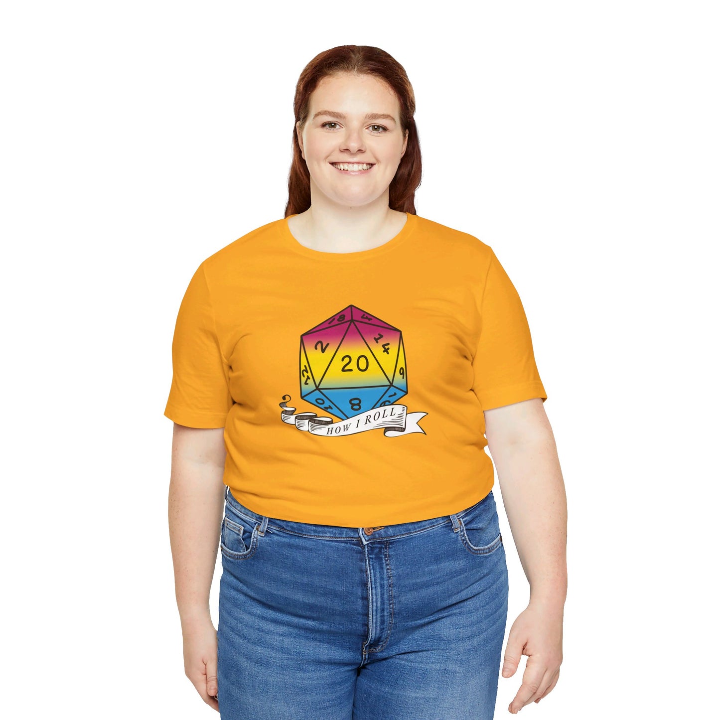 This Is How I Roll | Pride Flag D20 T-Shirt | Unisex T-Shirt | Nerdy Pansexual Pride