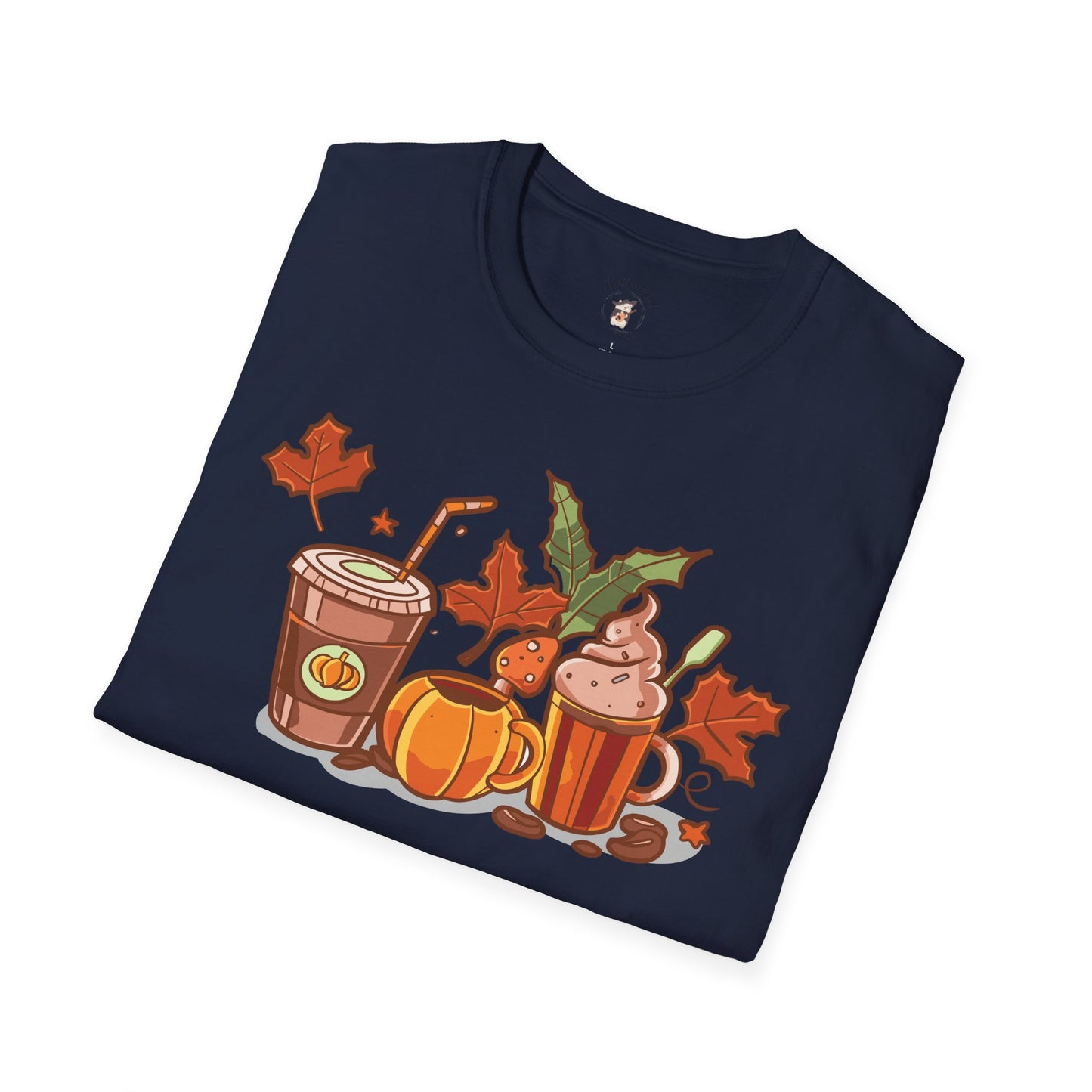 Fall Coffee Shirt, Cute Fall T-Shirt, Coffee Lover tee, Halloween Pumpkin Latte, Pumpkin Spice Shirt, Unisex Softstyle T-Shirt