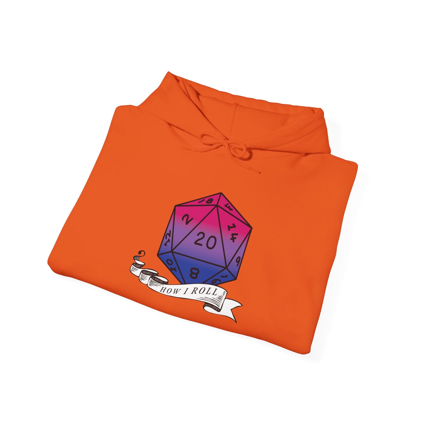 Nerdy Bisexual Pride | How I Roll | Pride Flag D20 Hoodie | Unisex Heavy Blend™ Hooded Sweatshirt