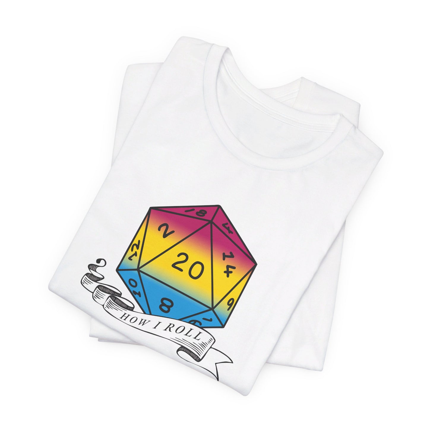 This Is How I Roll | Pride Flag D20 T-Shirt | Unisex T-Shirt | Nerdy Pansexual Pride