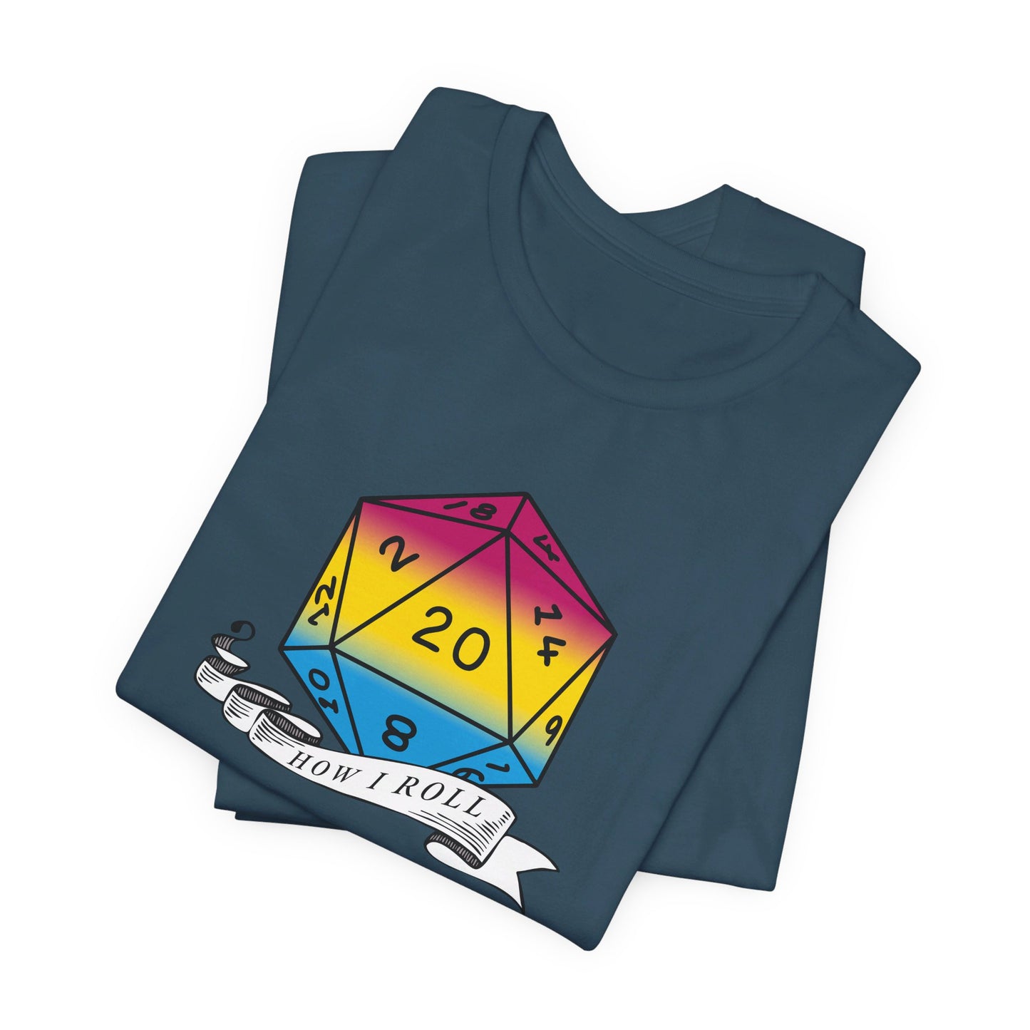 This Is How I Roll | Pride Flag D20 T-Shirt | Unisex T-Shirt | Nerdy Pansexual Pride