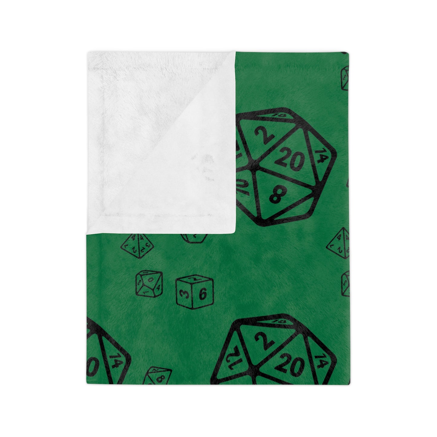 D20 Green Cozy Lightweight Velveteen Microfiber Blanket, Dorm Room Throw, Reading Blanket, Gaming Blanket