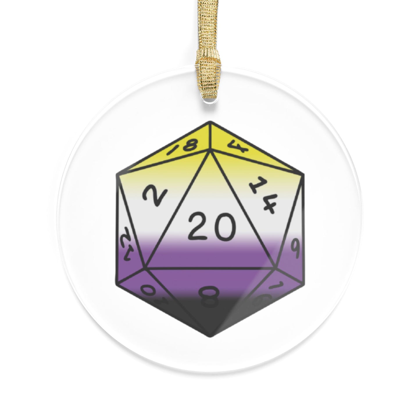 D20 Non-Binary Pride Flag Christmas Tree LGBTQ+ Ornament Window Decoration Acrylic