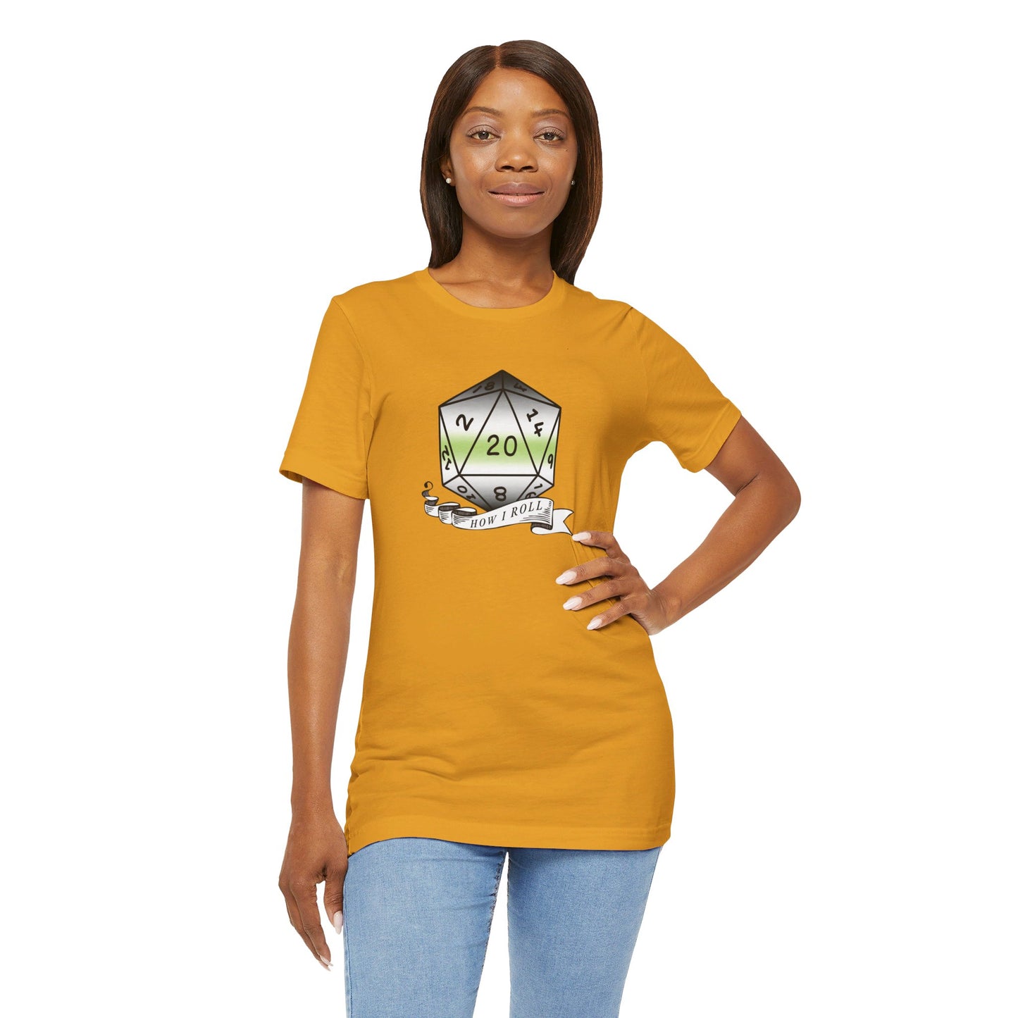 This Is How I Roll | Pride Flag D20 T-Shirt | Unisex T-Shirt | Nerdy Agender Pride
