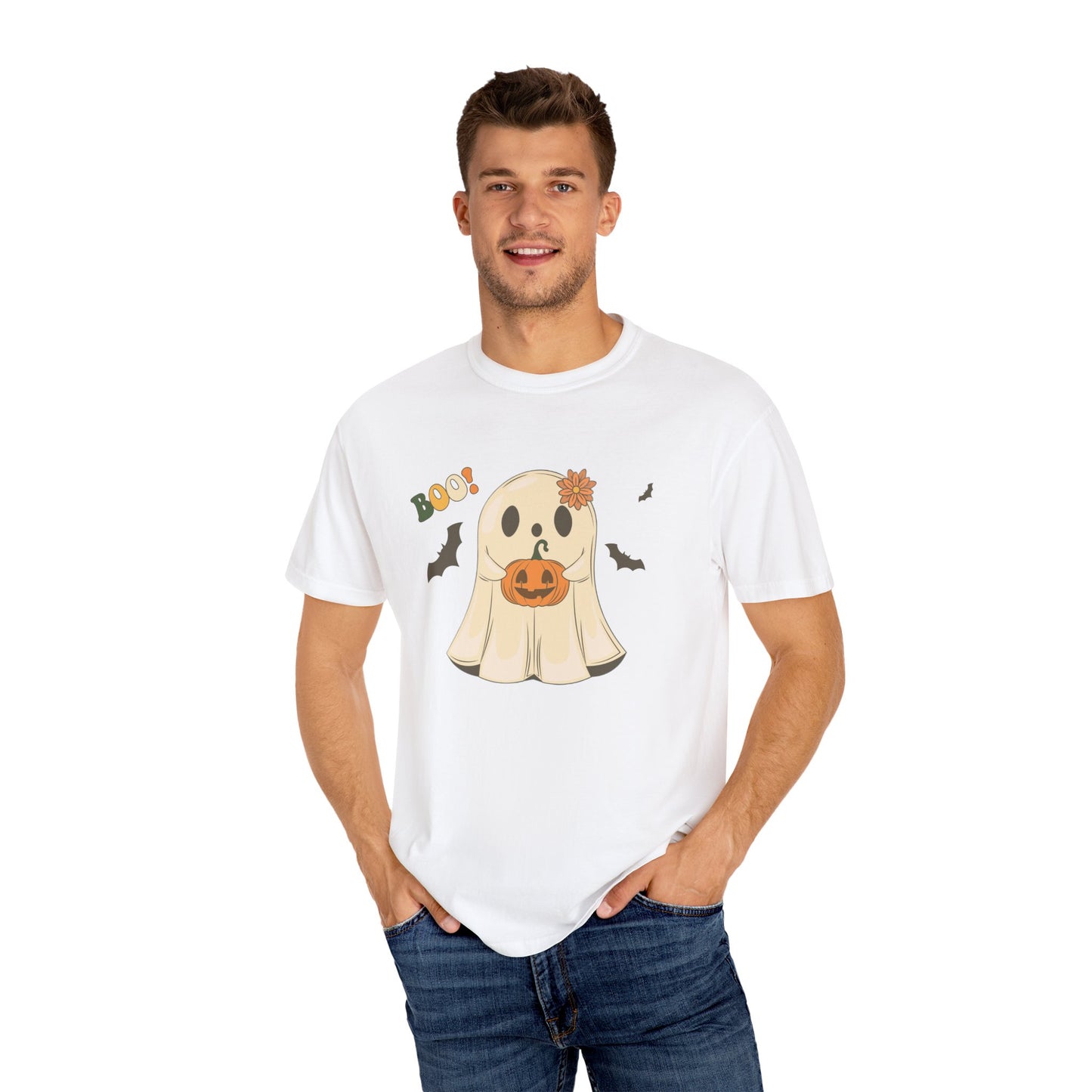 Cute Retro Halloween Ghost t-shirt, Boo Shirt, Spooky Ghost tee, Spooky Vibes, Unisex Garment-Dyed T-shirt