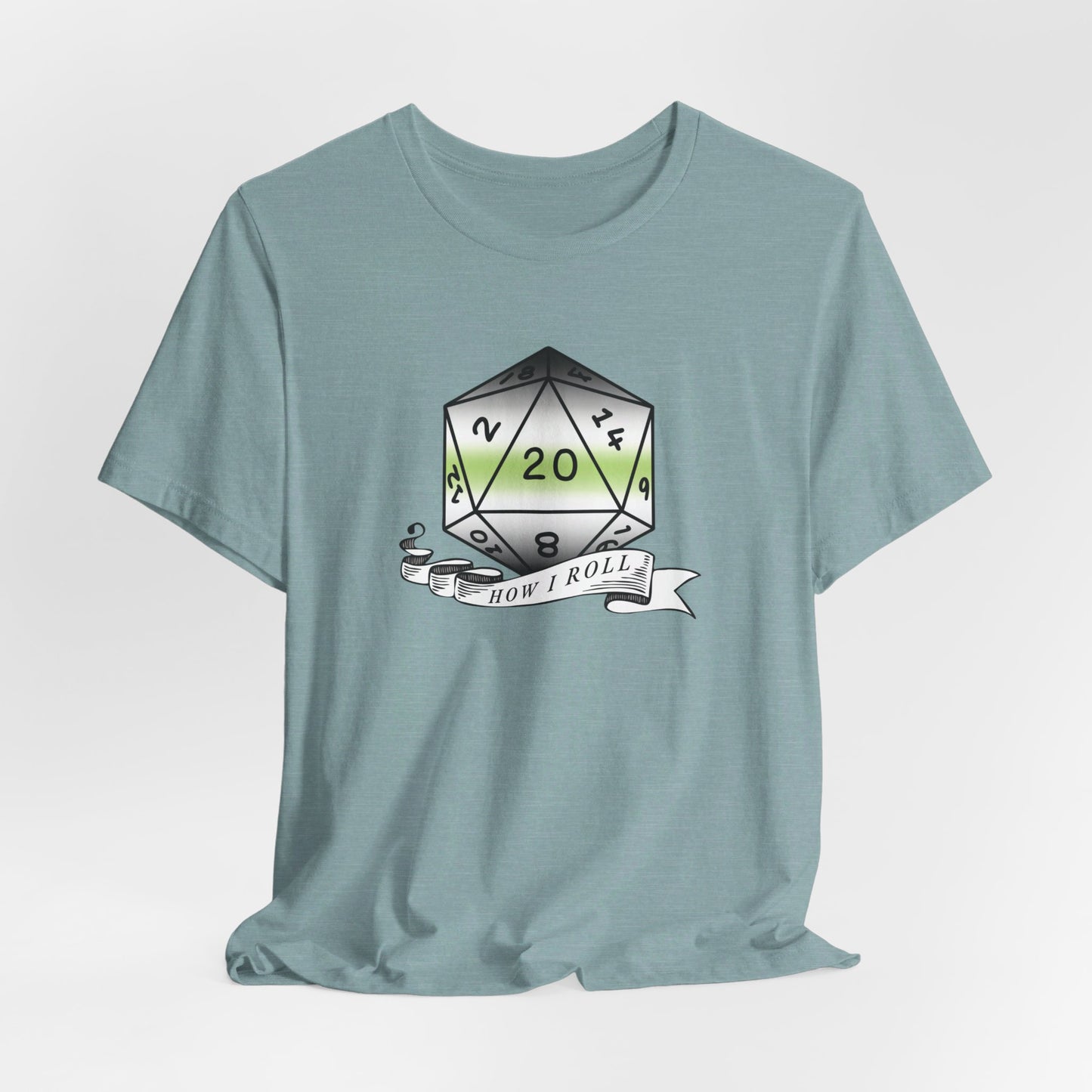 This Is How I Roll | Pride Flag D20 T-Shirt | Unisex T-Shirt | Nerdy Agender Pride