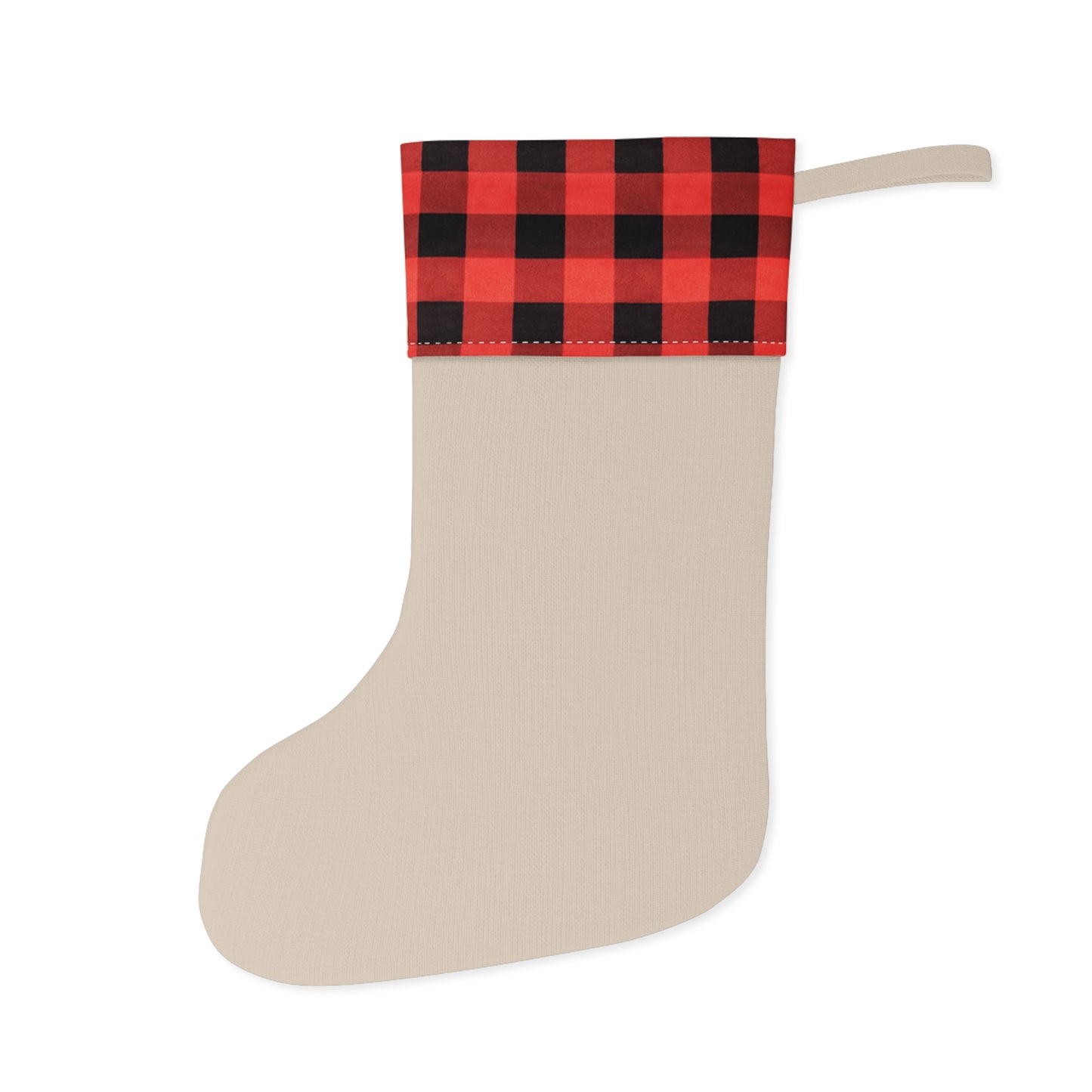 Personalized D20 Christmas Stocking, Rustic Buffalo Plaid Burlap