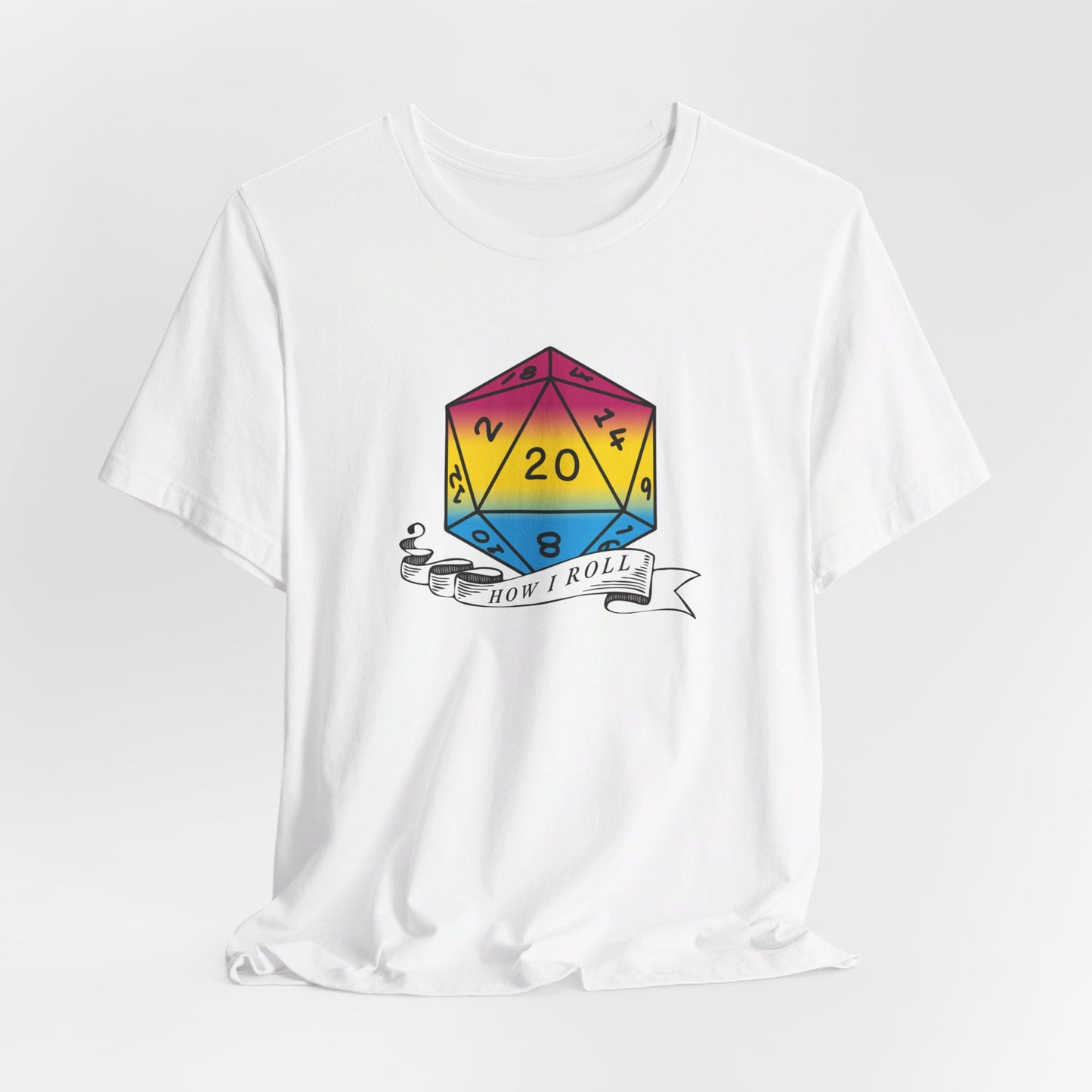 This Is How I Roll | Pride Flag D20 T-Shirt | Unisex T-Shirt | Nerdy Pansexual Pride