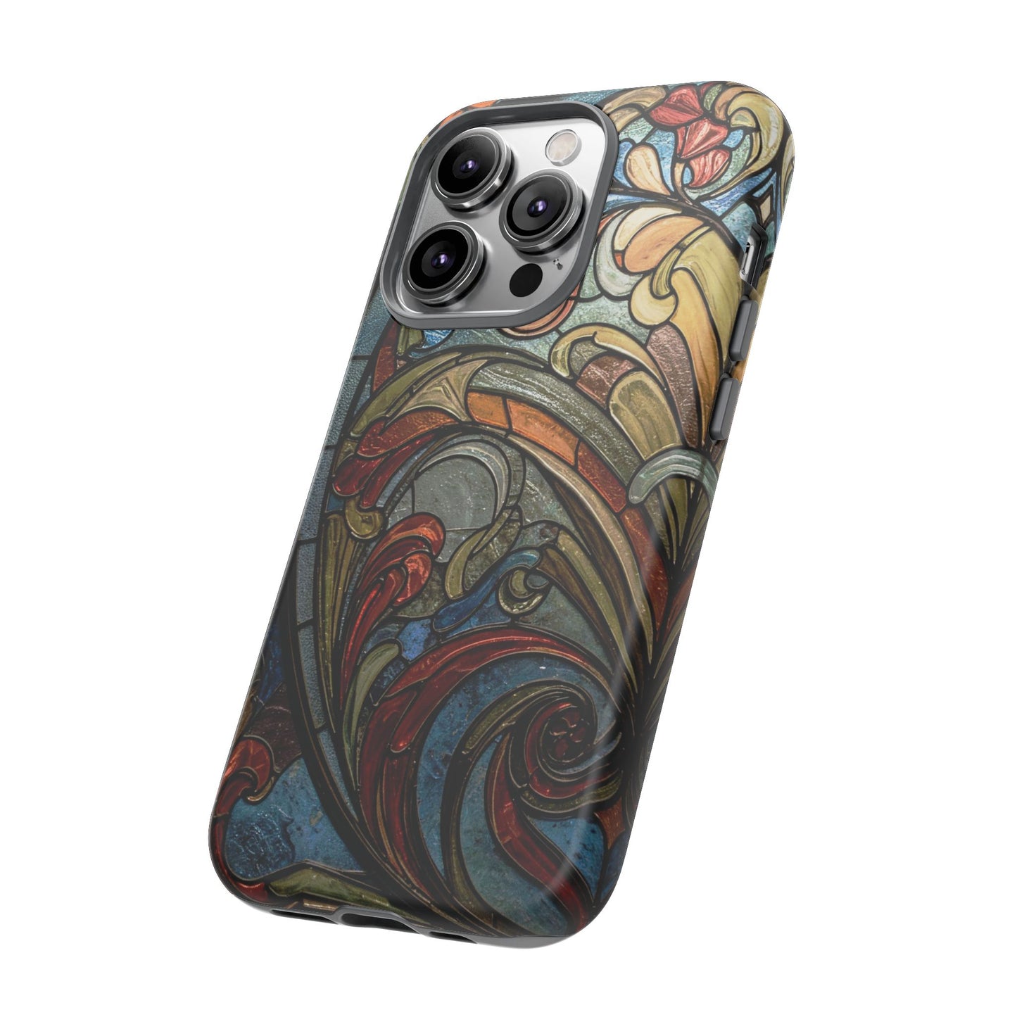 Faux Stained Glass iPhone Case, Art Nouveau Tough Case, Vintage Art Lover Gift, Durable Protector, Artistic Phone Cover, Art Deco Phone Case