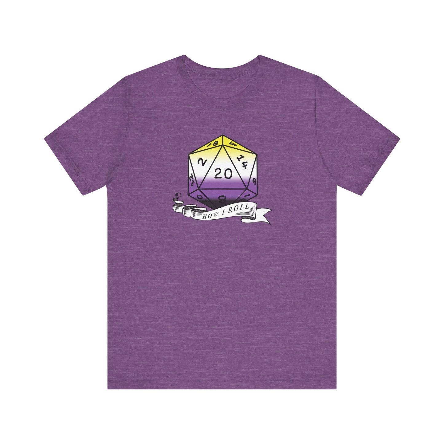 Non-Binary Pride Flag | This Is How I Roll | D20 T-Shirt | Unisex T-Shirt | Nerdy Non-Binary Pride