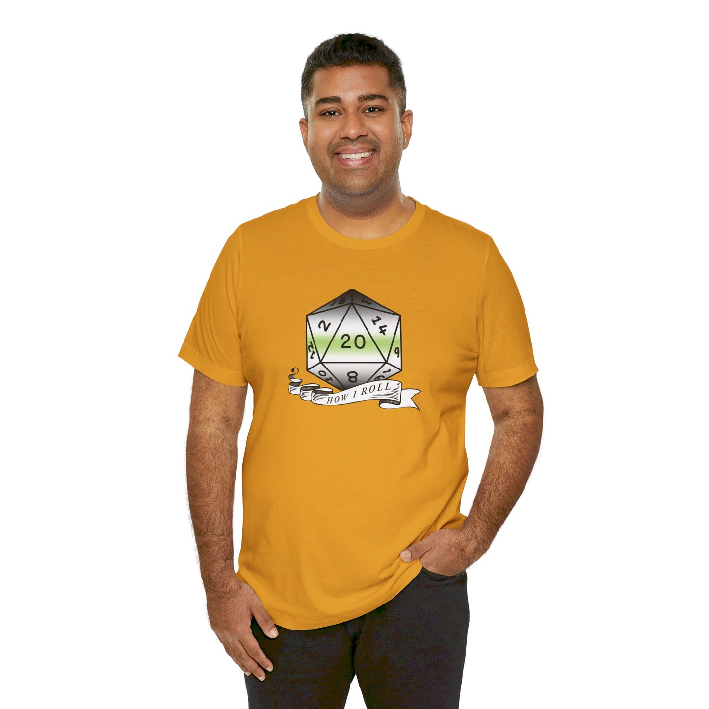 This Is How I Roll | Pride Flag D20 T-Shirt | Unisex T-Shirt | Nerdy Agender Pride