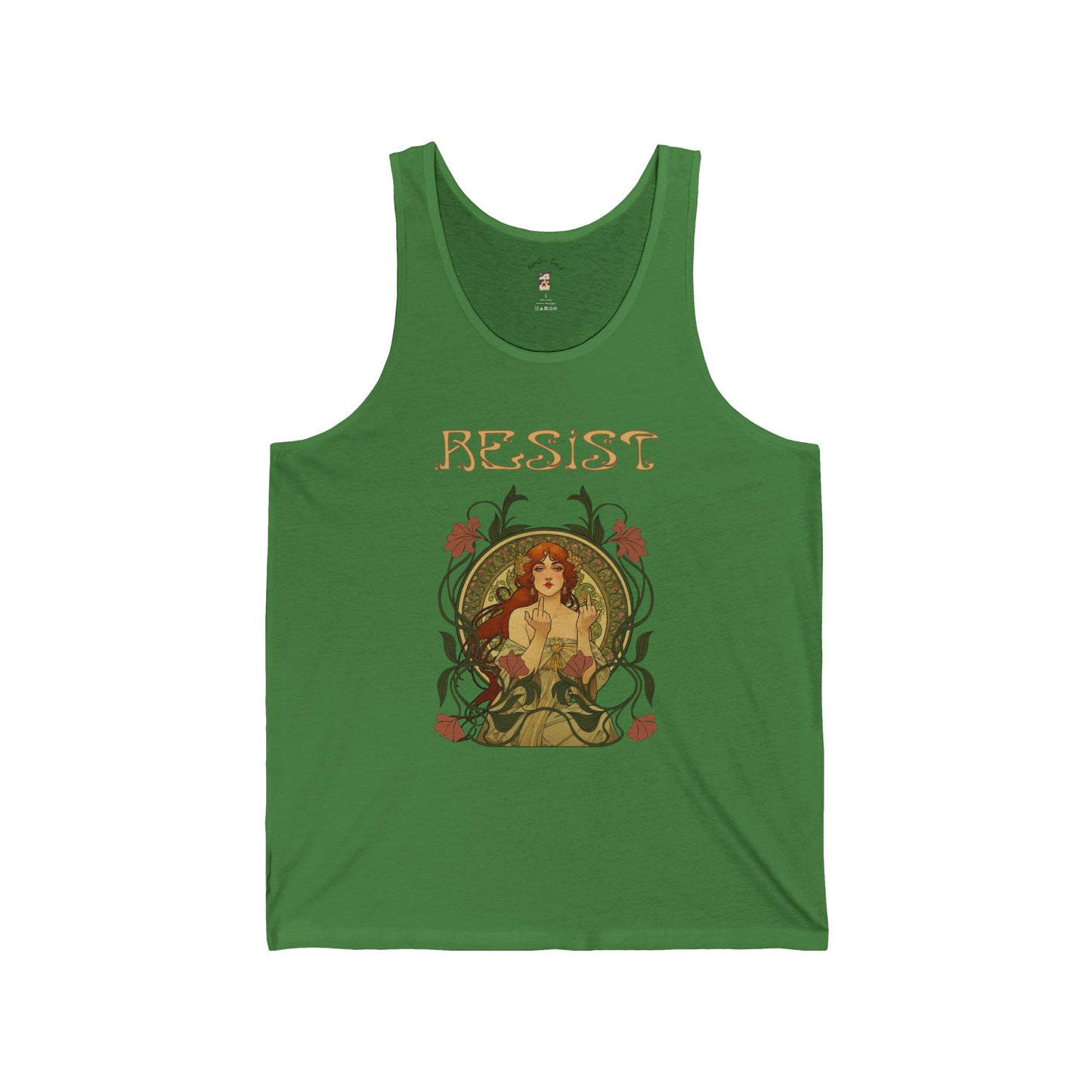 Resist Art Nouveau Mucha Inspired UnisexTank Top, Empowerment Feminist Apparel, Gift for Activists, Summer Protest Shirt