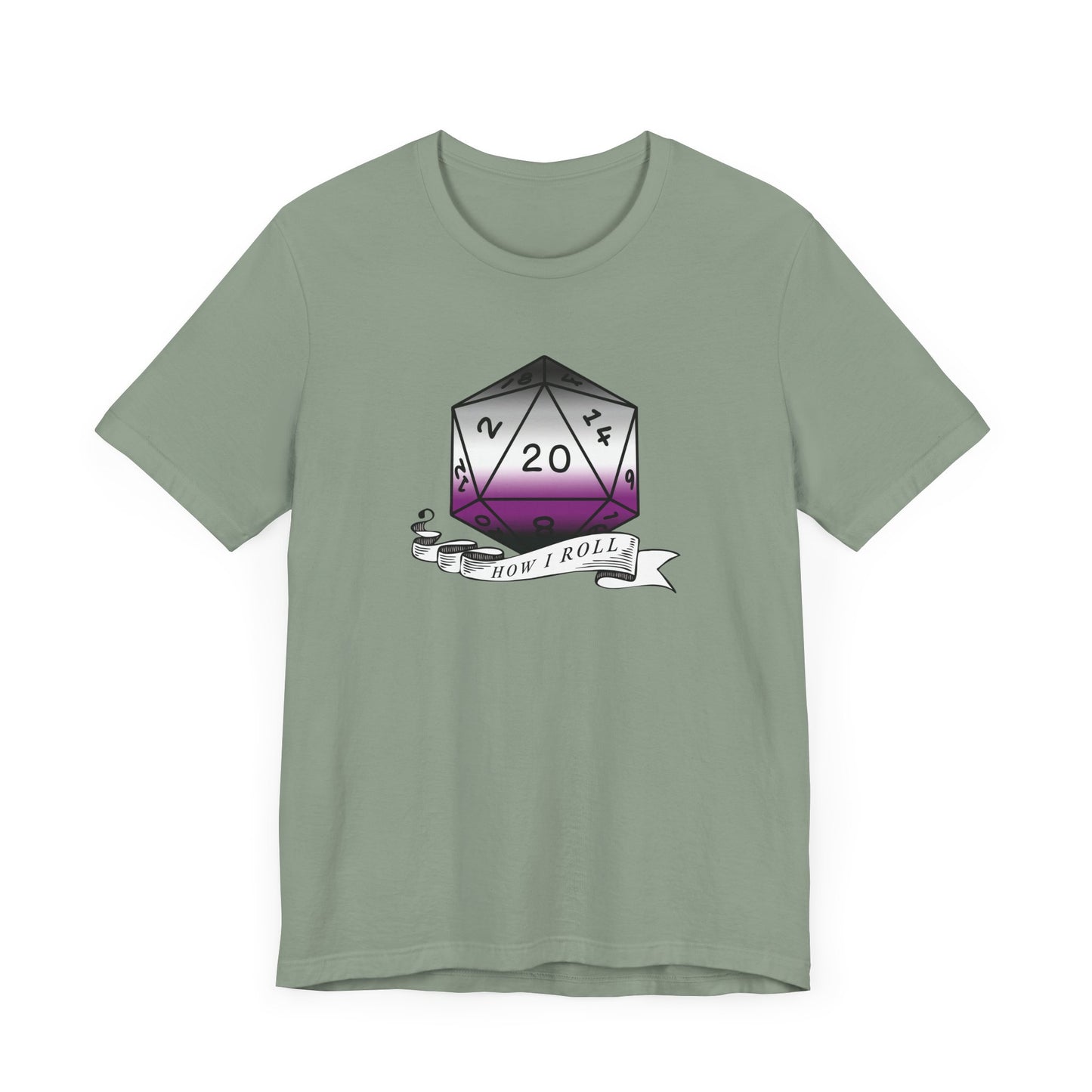 Nerdy Asexual Pride, How I Roll, Pride Flag D20 Unisex T-Shirt