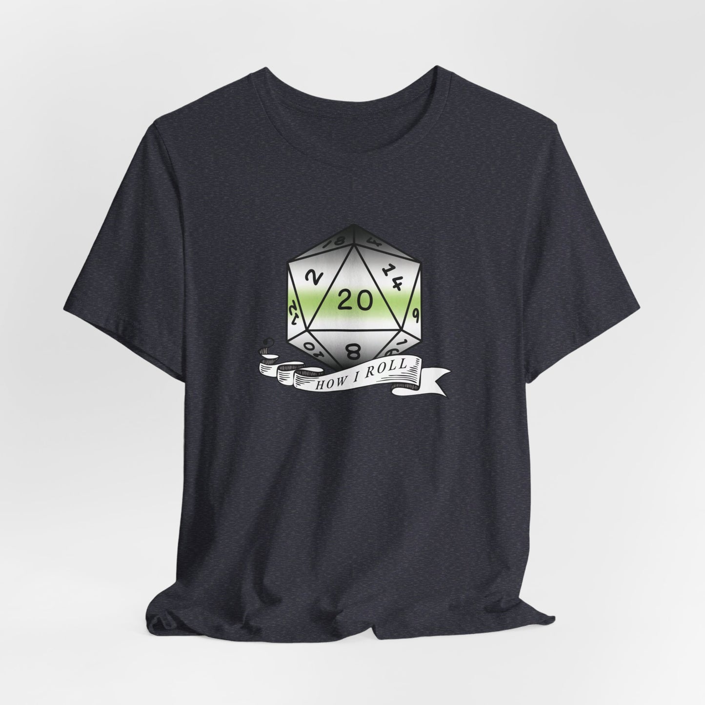 This Is How I Roll | Pride Flag D20 T-Shirt | Unisex T-Shirt | Nerdy Agender Pride