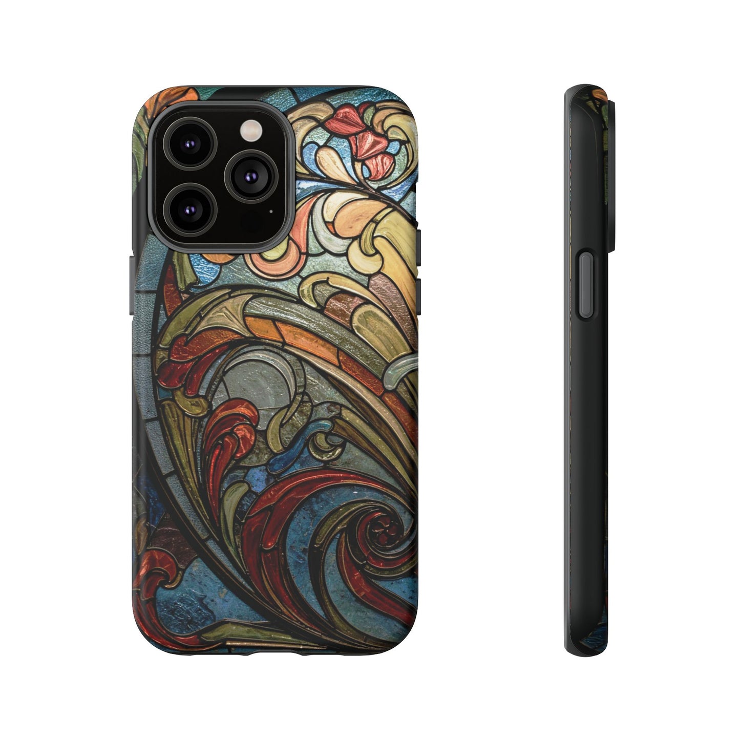 Faux Stained Glass iPhone Case, Art Nouveau Tough Case, Vintage Art Lover Gift, Durable Protector, Artistic Phone Cover, Art Deco Phone Case