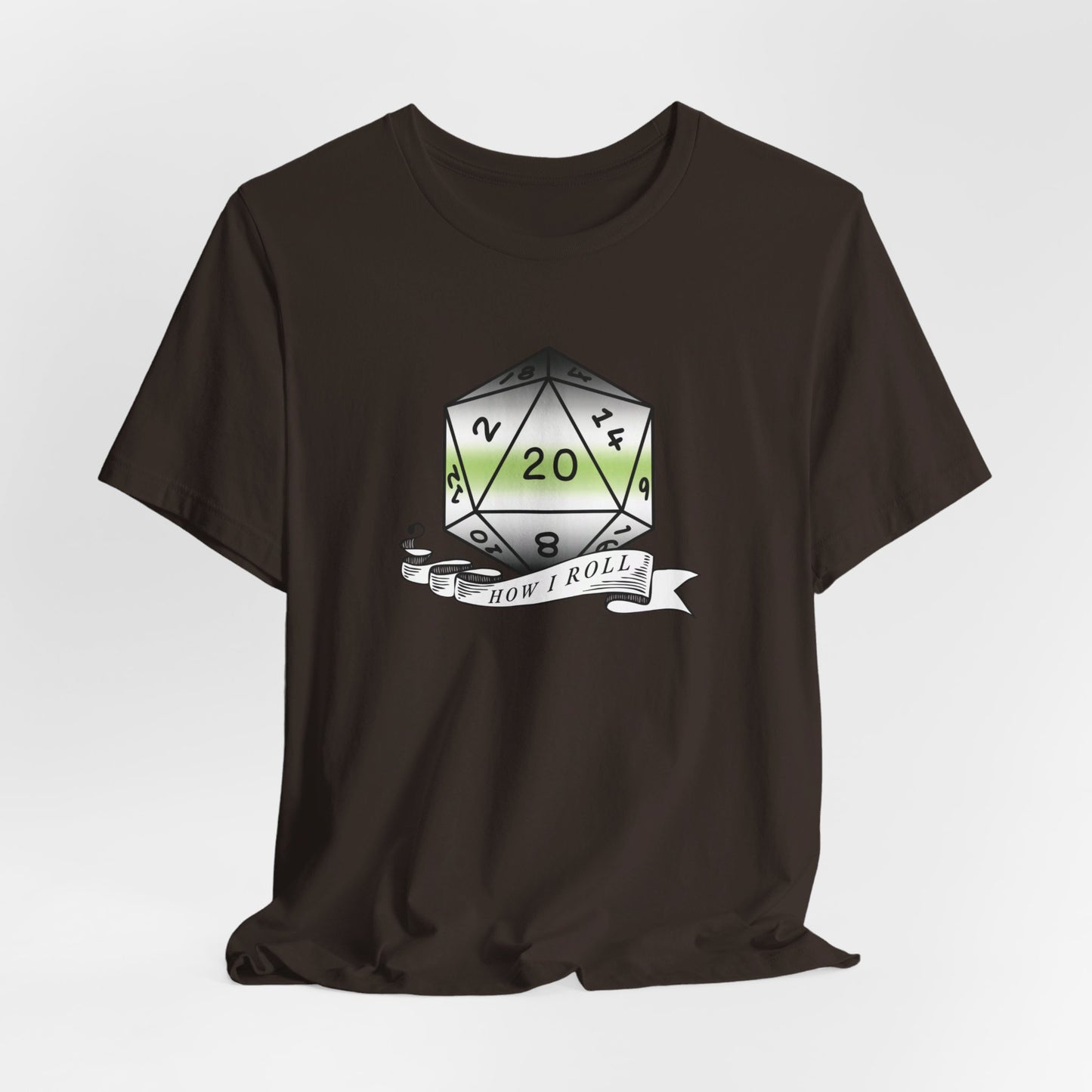 This Is How I Roll | Pride Flag D20 T-Shirt | Unisex T-Shirt | Nerdy Agender Pride