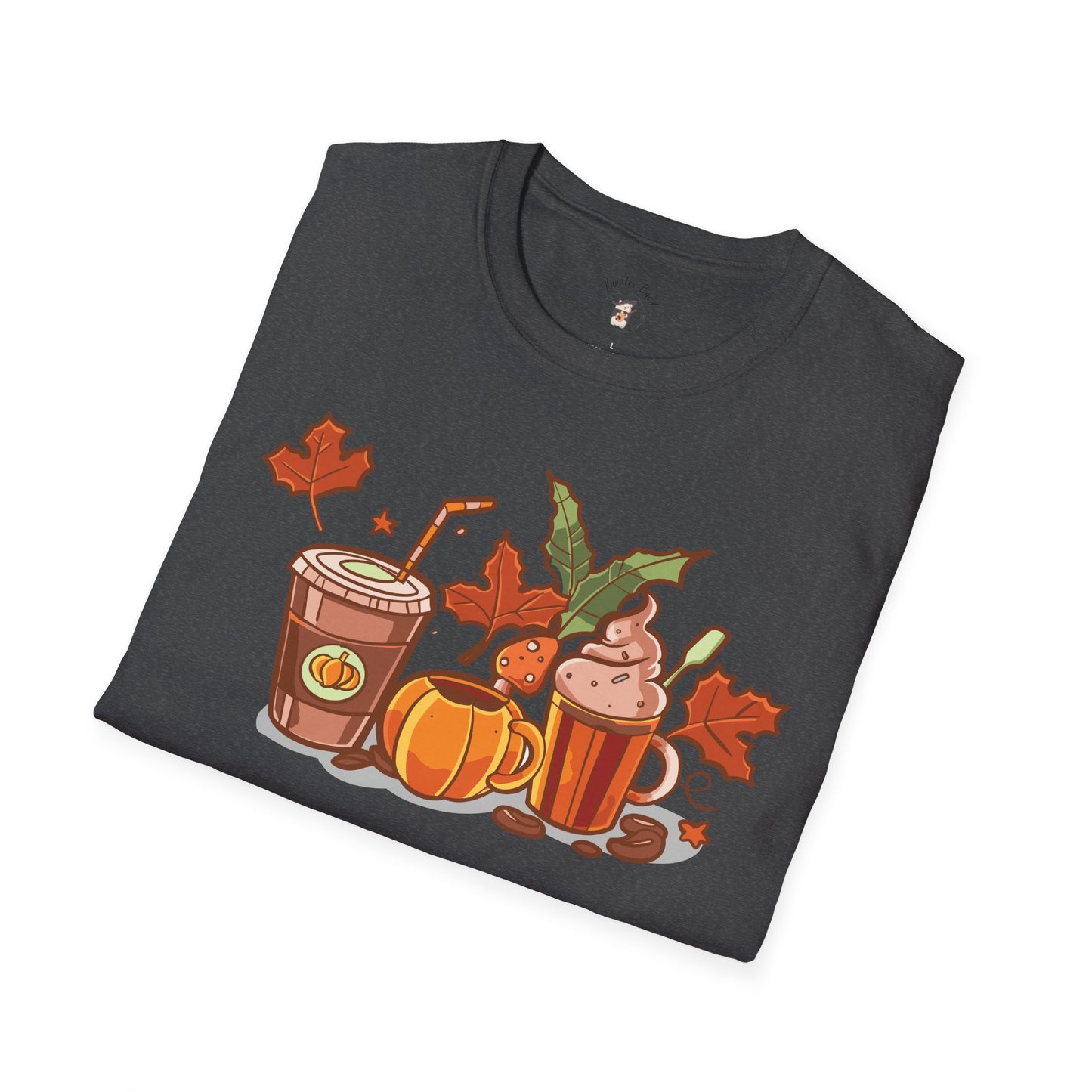 Fall Coffee Shirt, Cute Fall T-Shirt, Coffee Lover tee, Halloween Pumpkin Latte, Pumpkin Spice Shirt, Unisex Softstyle T-Shirt