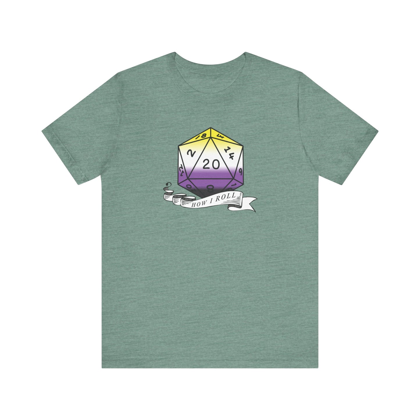 Nerdy Non-Binary, This Is How I Roll Pride Flag D20 Unisex T-Shirt