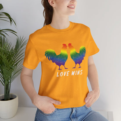 GAY Chicken | Pride Roosters| Pide Flag Unisex Jersey Short Sleeve Tee