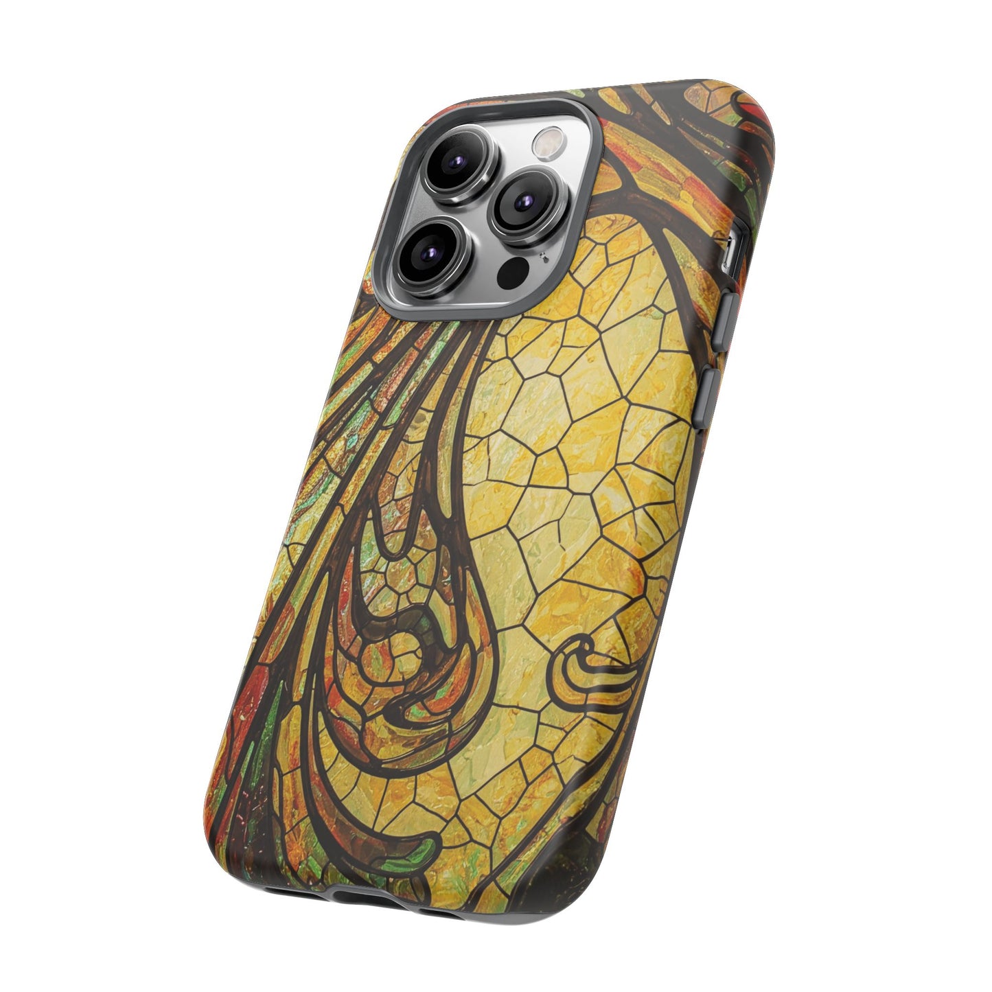 Faux Stained Glass Art Nouveau Style iPhone Case, Tough Cases, Vintage Design, Durable Phone Protector, Earth tones