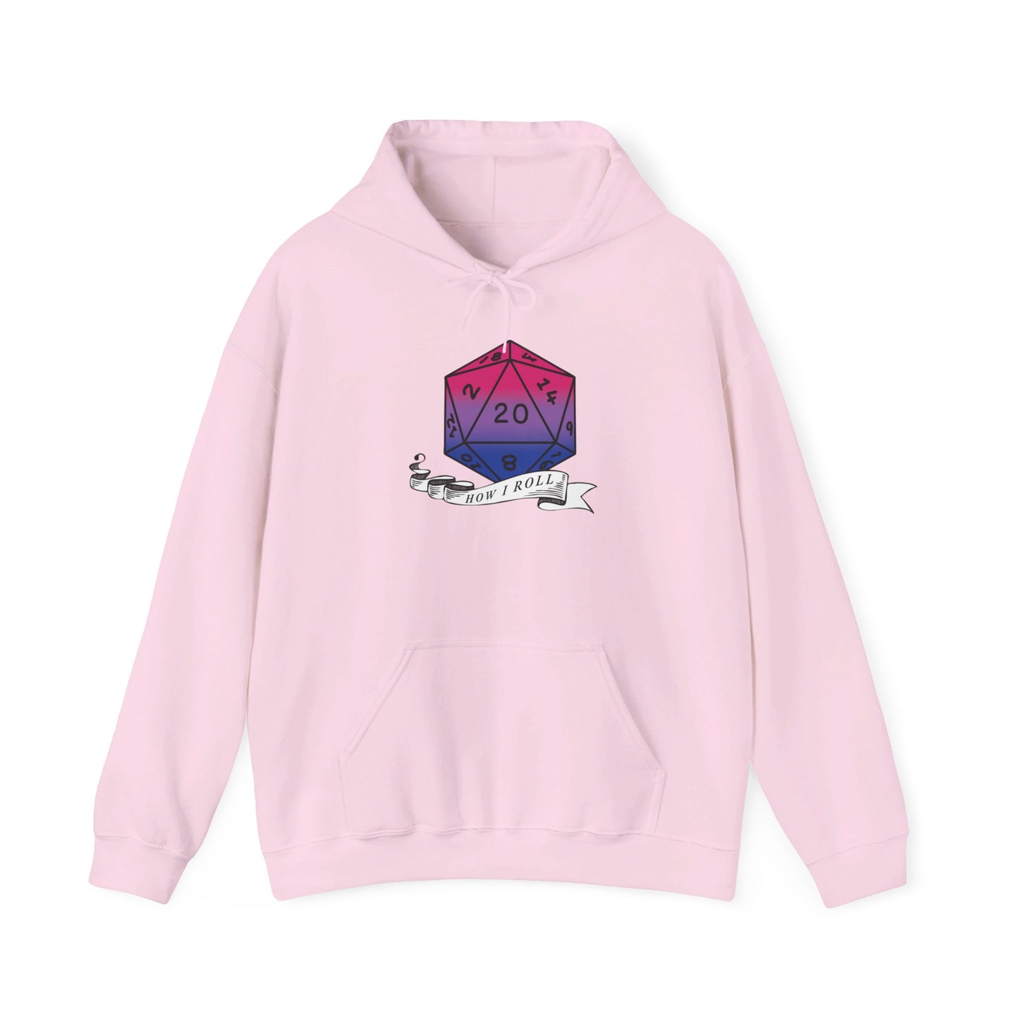 Nerdy Bisexual Pride | How I Roll | Pride Flag D20 Hoodie | Unisex Heavy Blend™ Hooded Sweatshirt