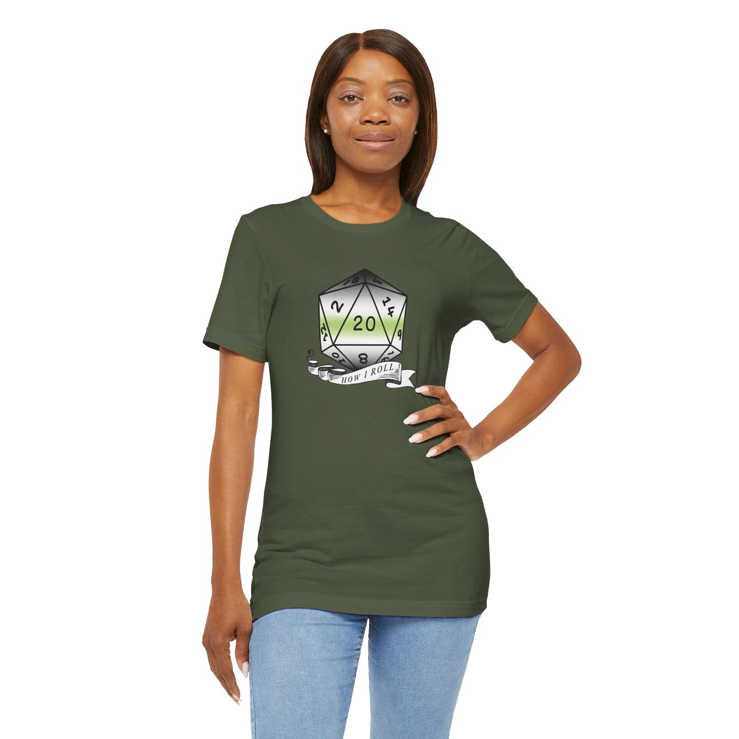 This Is How I Roll | Pride Flag D20 T-Shirt | Unisex T-Shirt | Nerdy Agender Pride