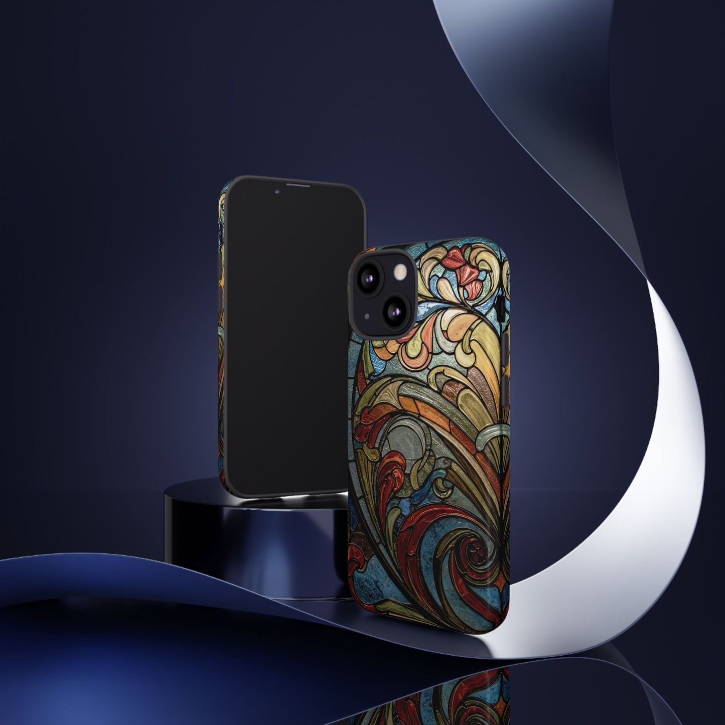 Faux Stained Glass iPhone Case, Art Nouveau Tough Case, Vintage Art Lover Gift, Durable Protector, Artistic Phone Cover, Art Deco Phone Case