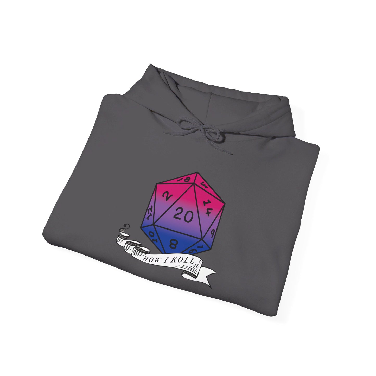 Nerdy Bisexual Pride | How I Roll | Pride Flag D20 Hoodie | Unisex Heavy Blend™ Hooded Sweatshirt