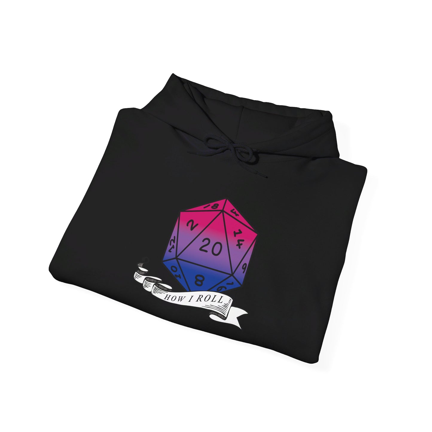 Nerdy Bisexual Pride | How I Roll | Pride Flag D20 Hoodie | Unisex Heavy Blend™ Hooded Sweatshirt