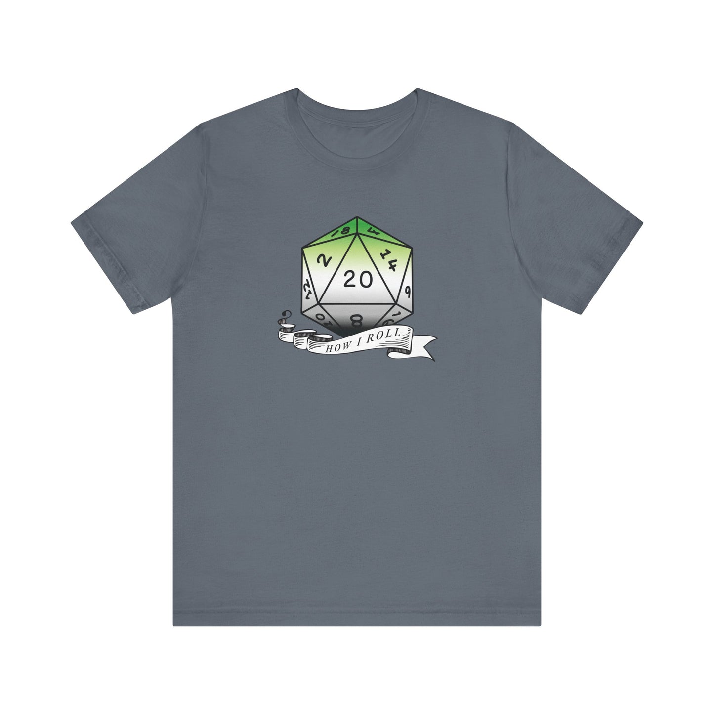 This Is How I Roll | Pride Flag D20 T-Shirt | Unisex T-Shirt | Nerdy Aromantic Pride