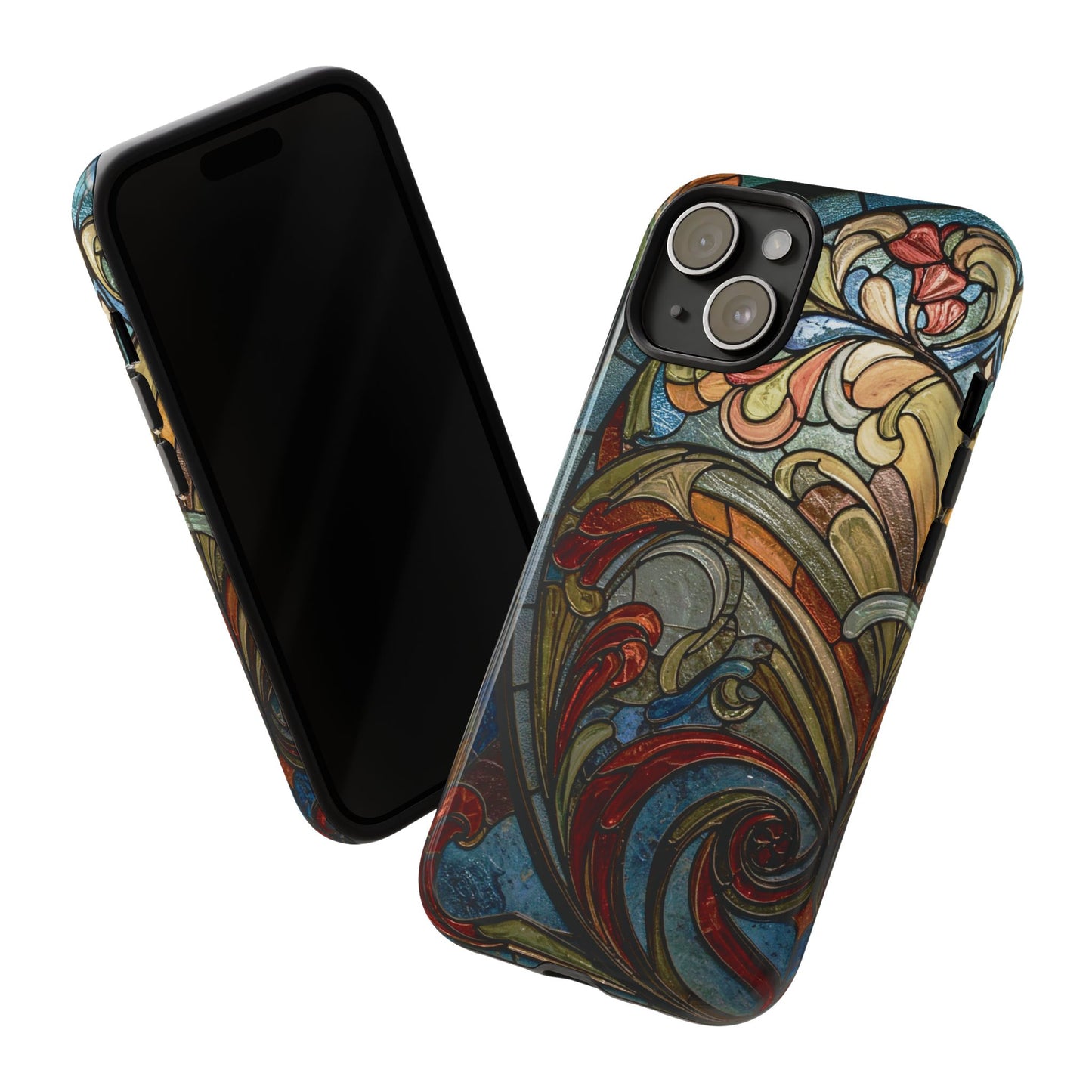 Faux Stained Glass iPhone Case, Art Nouveau Tough Case, Vintage Art Lover Gift, Durable Protector, Artistic Phone Cover, Art Deco Phone Case