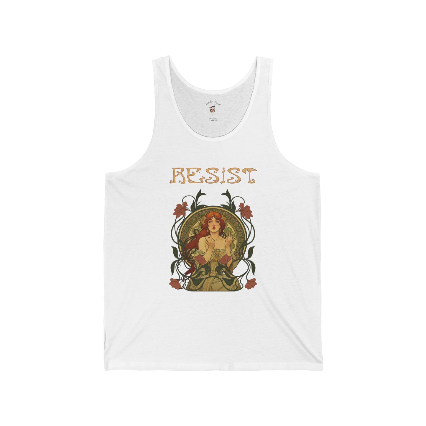 Resist Art Nouveau Mucha Inspired UnisexTank Top, Empowerment Feminist Apparel, Gift for Activists, Summer Protest Shirt