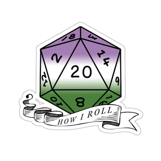 Genderqueer Flag PRIDE D20 How I Roll Sticker