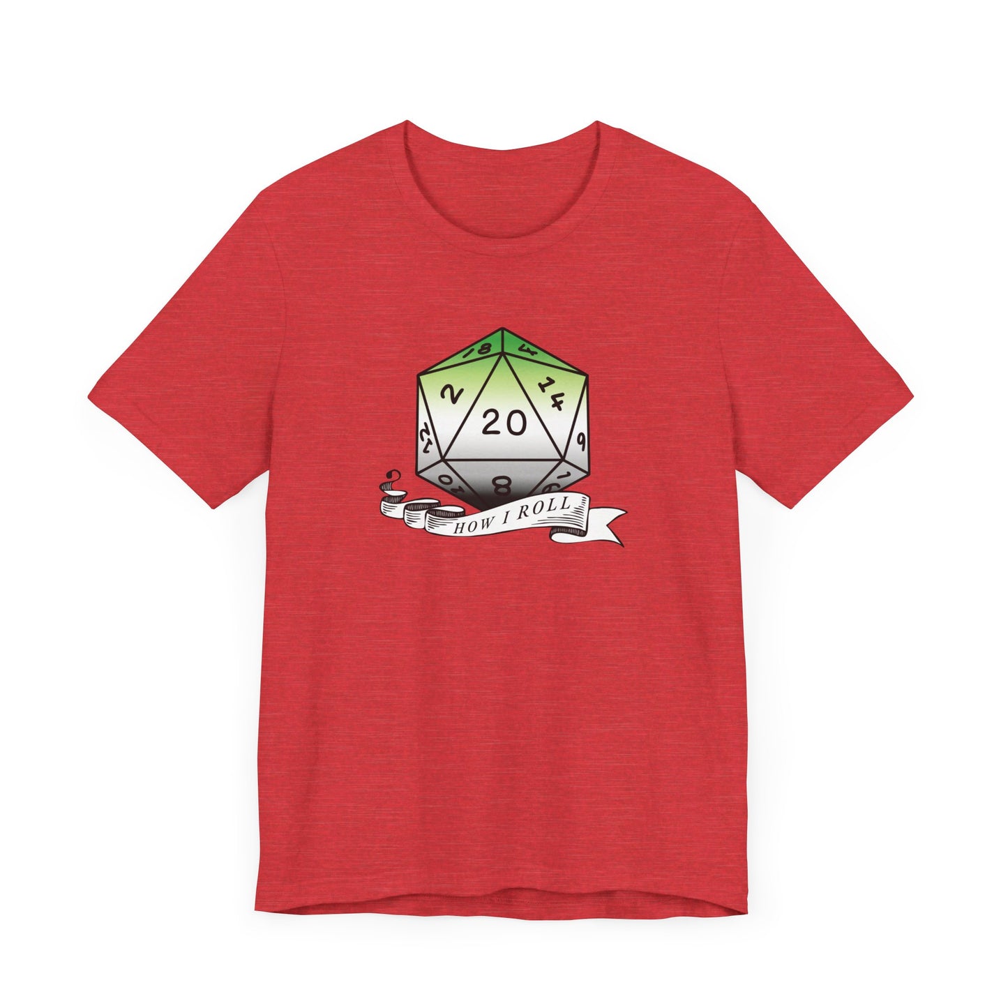This Is How I Roll | Pride Flag D20 T-Shirt | Unisex T-Shirt | Nerdy Aromantic Pride