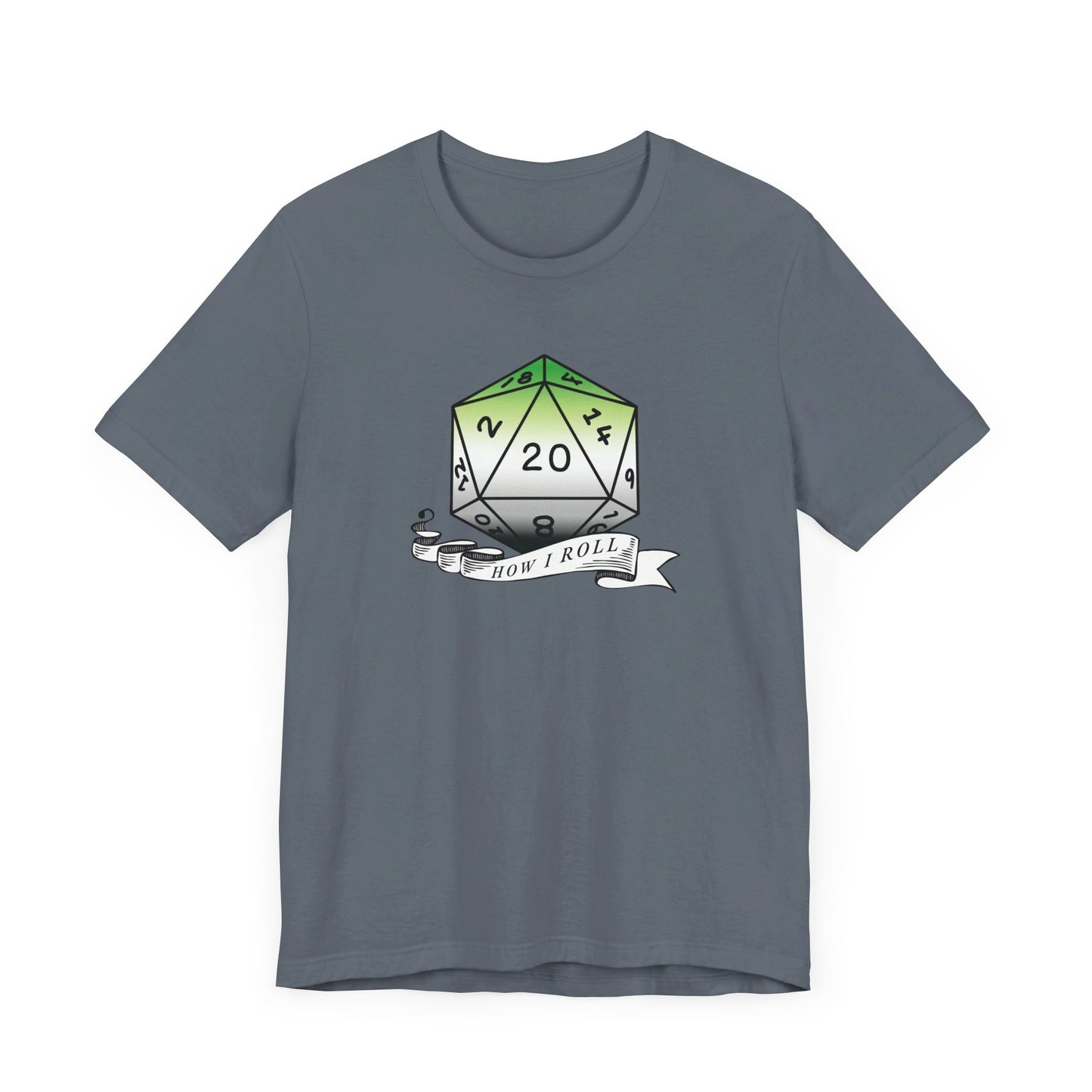 This Is How I Roll | Pride Flag D20 T-Shirt | Unisex T-Shirt | Nerdy Aromantic Pride